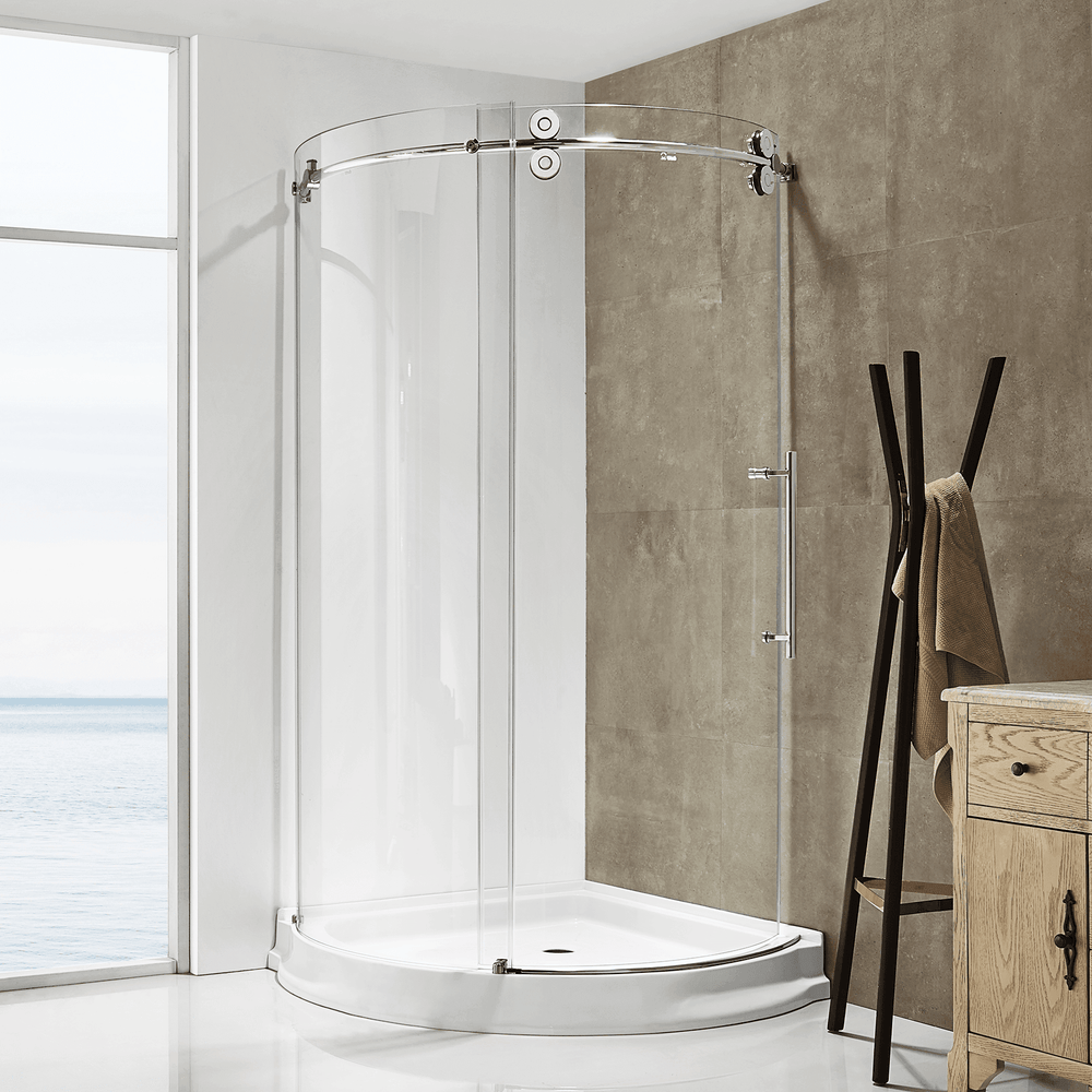 Dreamwerks - Shower Door - Dreamwerks 40"W x 79"H Frameless Shower Door Enclosure in Chrome Finish - Clear or Frosted Glass - Clear Glass / Right Opening - BT9228BC(R)