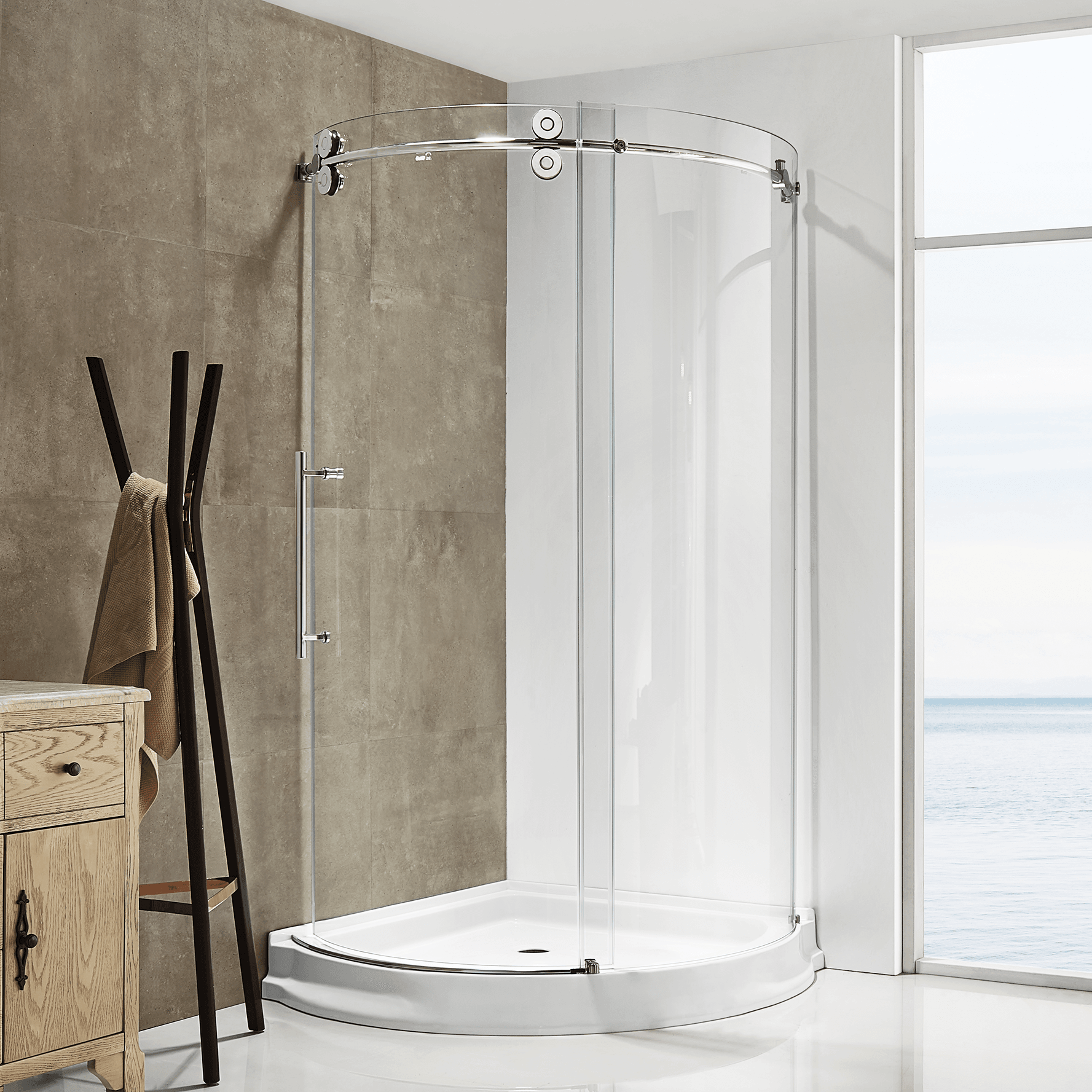 Dreamwerks 40"W x 79"H Frameless Shower Door Enclosure in Chrome Finish - Clear or Frosted Glass