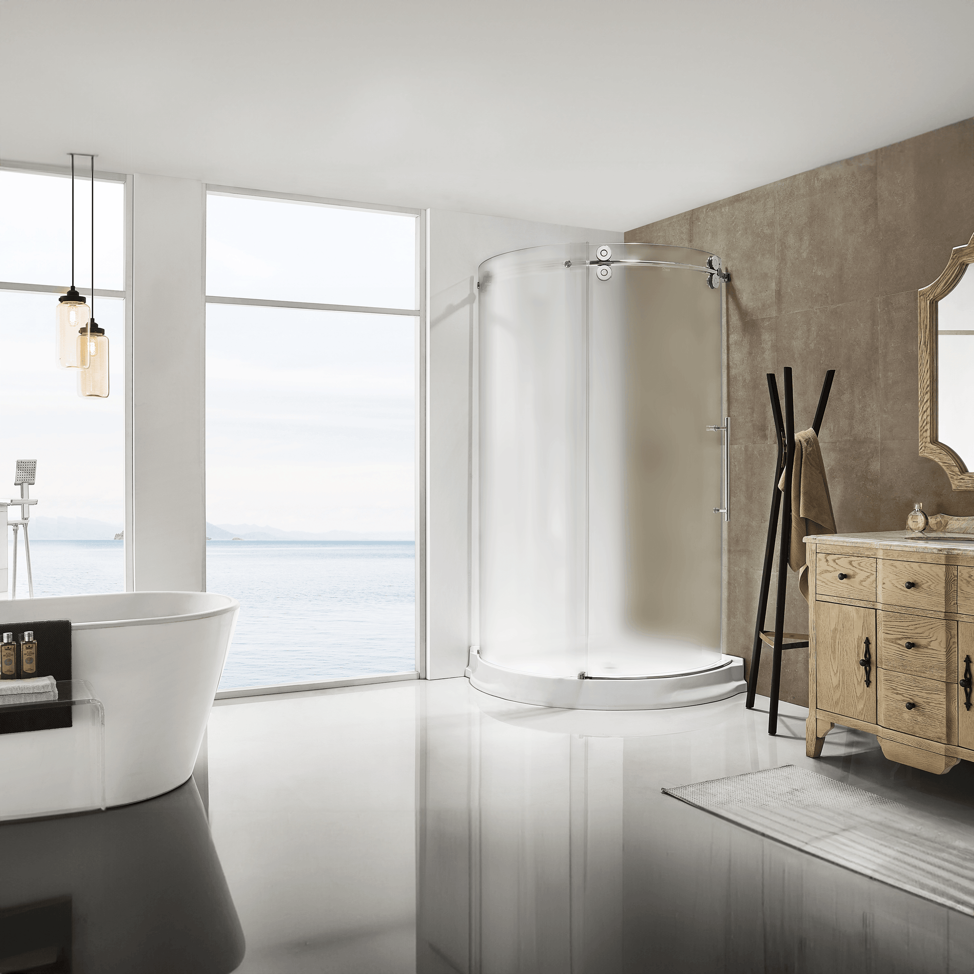 Dreamwerks 40"W x 79"H Frameless Shower Door Enclosure in Chrome Finish - Clear or Frosted Glass - Dreamwerks