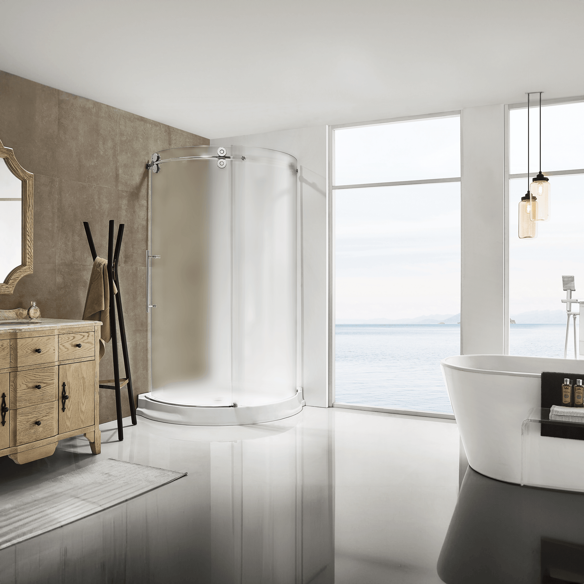 Dreamwerks 40"W x 79"H Frameless Shower Door Enclosure in Chrome Finish - Clear or Frosted Glass - Dreamwerks