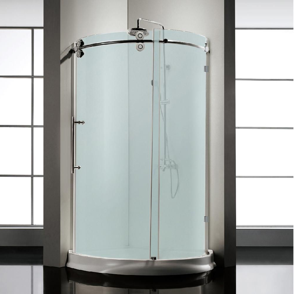 Dreamwerks 40"W x 79"H Frameless Sliding Shower Door Enclosure in Chrome Finish - Available in Clear or Frosted Glass