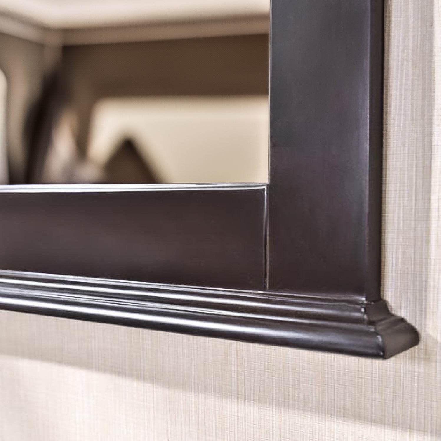 Cambridge 24" x 32" solid wood framed wall mirror in chocolate finish – classic pivot bathroom mirror