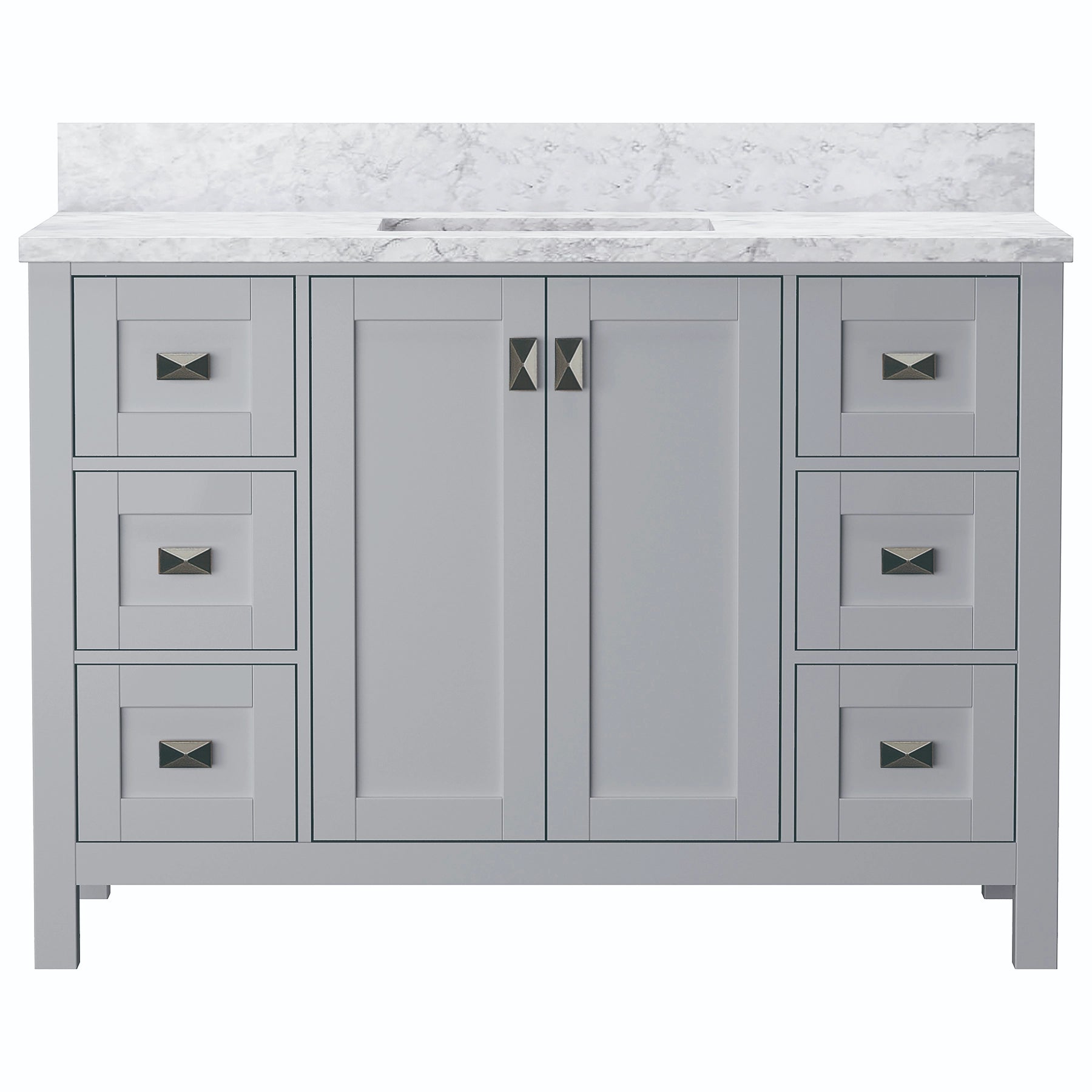 Maison 48" W x 22" D x 36" H Bathroom Vanities and White Carrara Marble Vanity Top with Rectangular Undermount Bowls