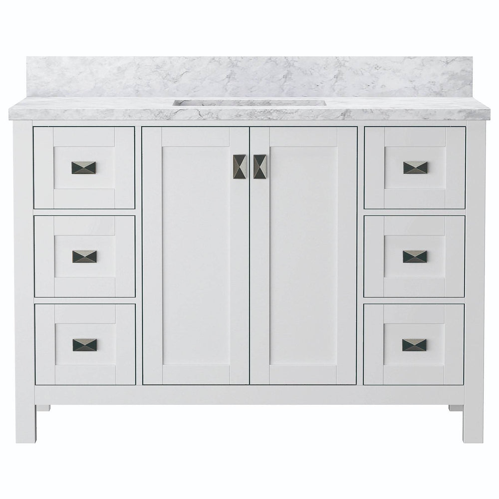 Dreamwerks - Vanity - Maison 48" W x 22" D x 36" H Bathroom Vanities and White Carrara Marble Vanity Top with Rectangular Undermount Bowl - White - Maison-48W