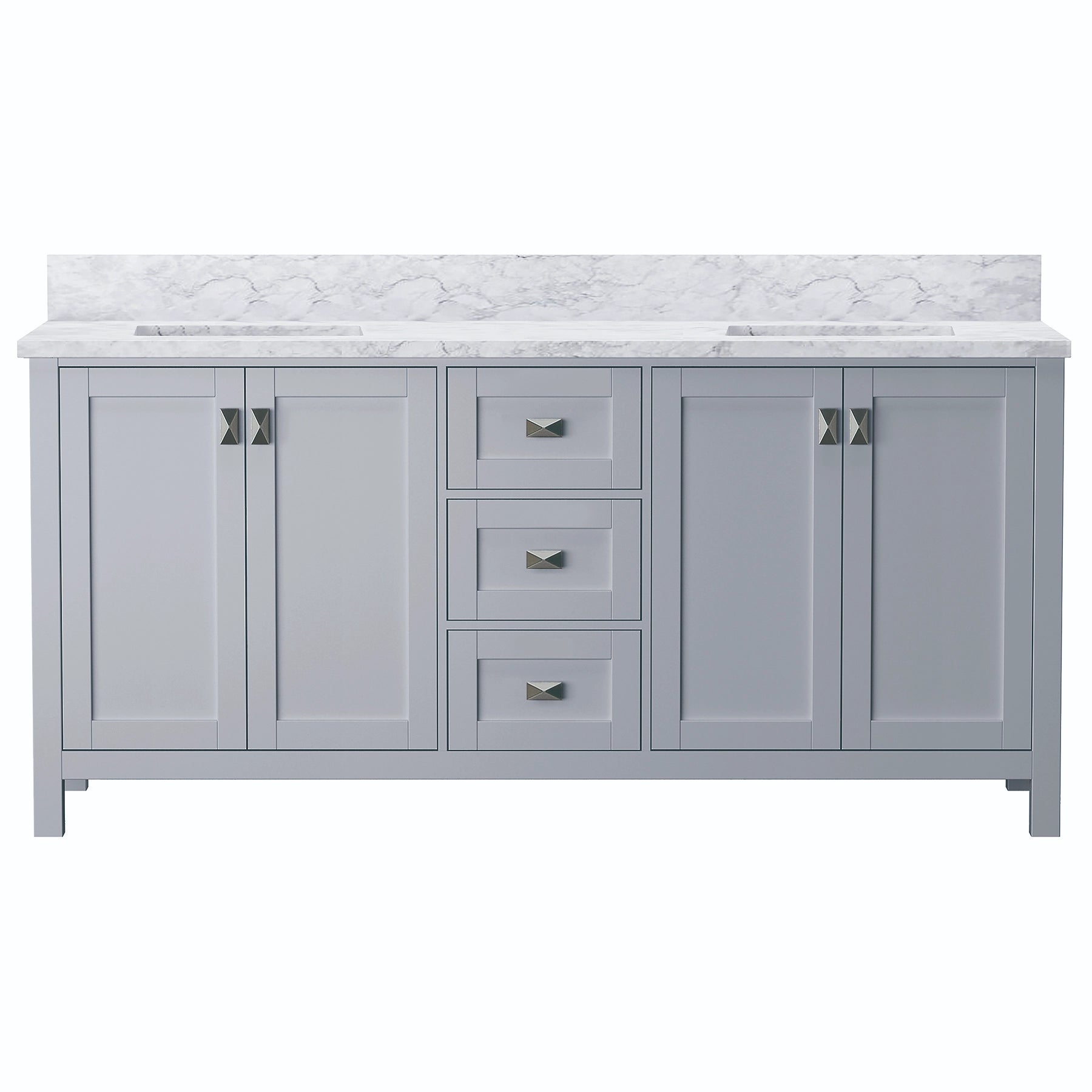Maison 72" W x 22" D x 36" H Bathroom Vanities and White Carrara Marble Vanity Top with Rectangular Undermount Bowls