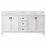 Maison 72 inch Carrara marble vanity with soft close drawers and undermount sinks - White