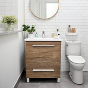Varna 24" W x 18" D x 33" H Vanity in Natural Woodgrain Finish with Ceramic Vanity Top - Dreamwerks
