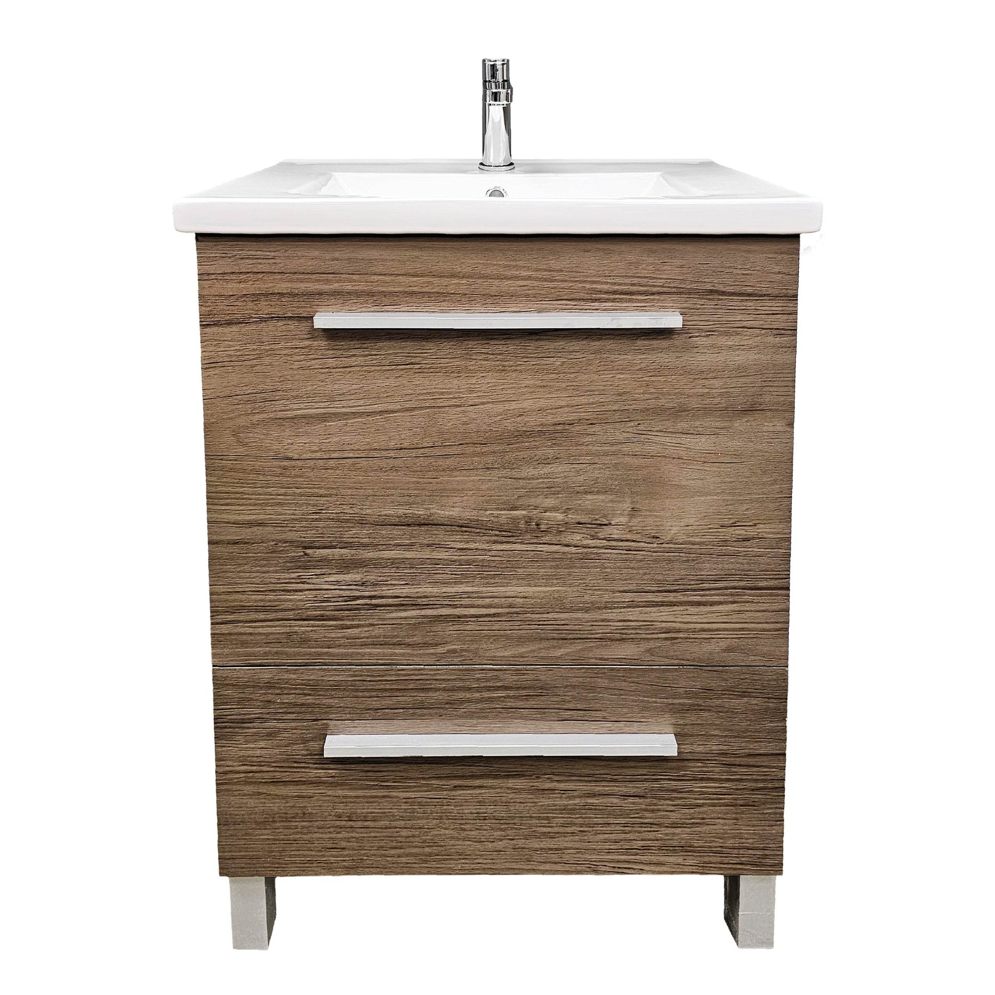 Varna 24" W x 18" D x 33" H Vanity in Natural Woodgrain Finish with Ceramic Vanity Top - Dreamwerks