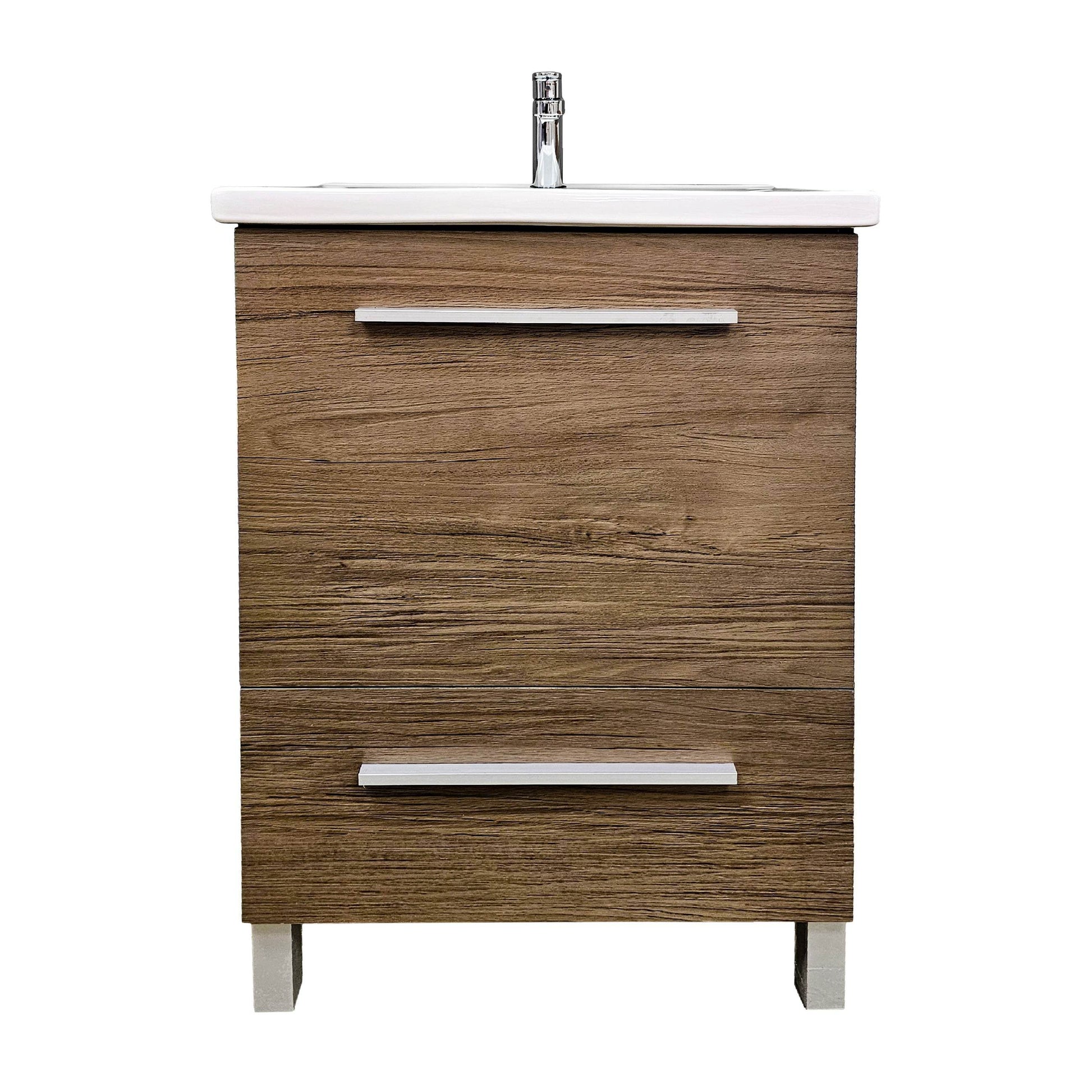 Varna 24" W x 18" D x 33" H Vanity in Natural Woodgrain Finish with Ceramic Vanity Top - Dreamwerks