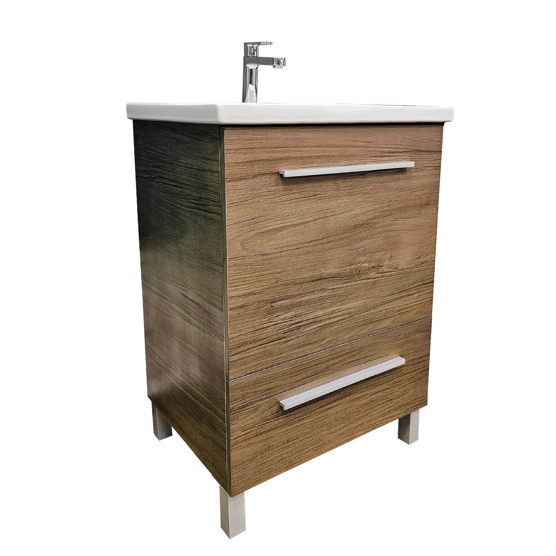 Varna 24" W x 18" D x 33" H Vanity in Natural Woodgrain Finish with Ceramic Vanity Top - Dreamwerks