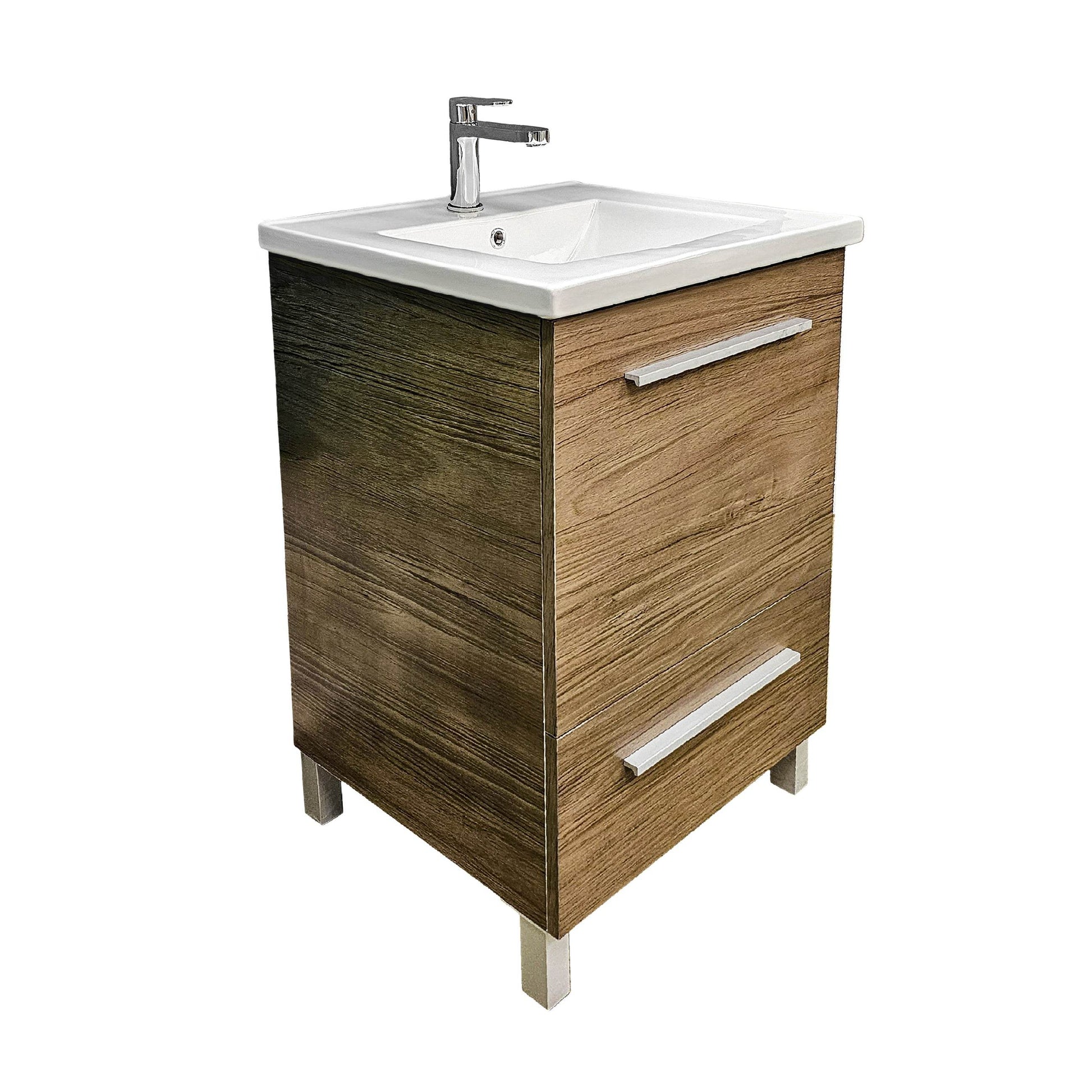 Varna 24" W x 18" D x 33" H Vanity in Natural Woodgrain Finish with Ceramic Vanity Top - Dreamwerks