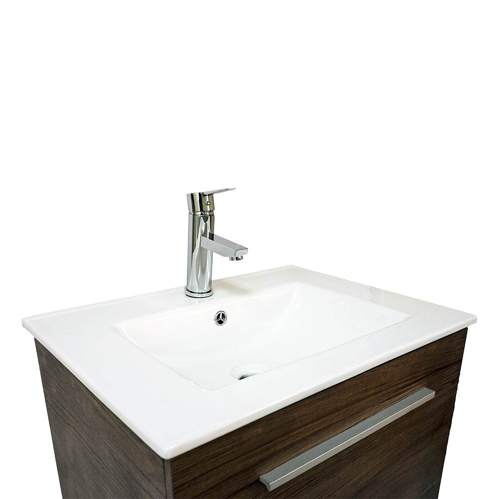 Varna 24" W x 18" D x 33" H Vanity in Natural Woodgrain Finish with Ceramic Vanity Top - Dreamwerks