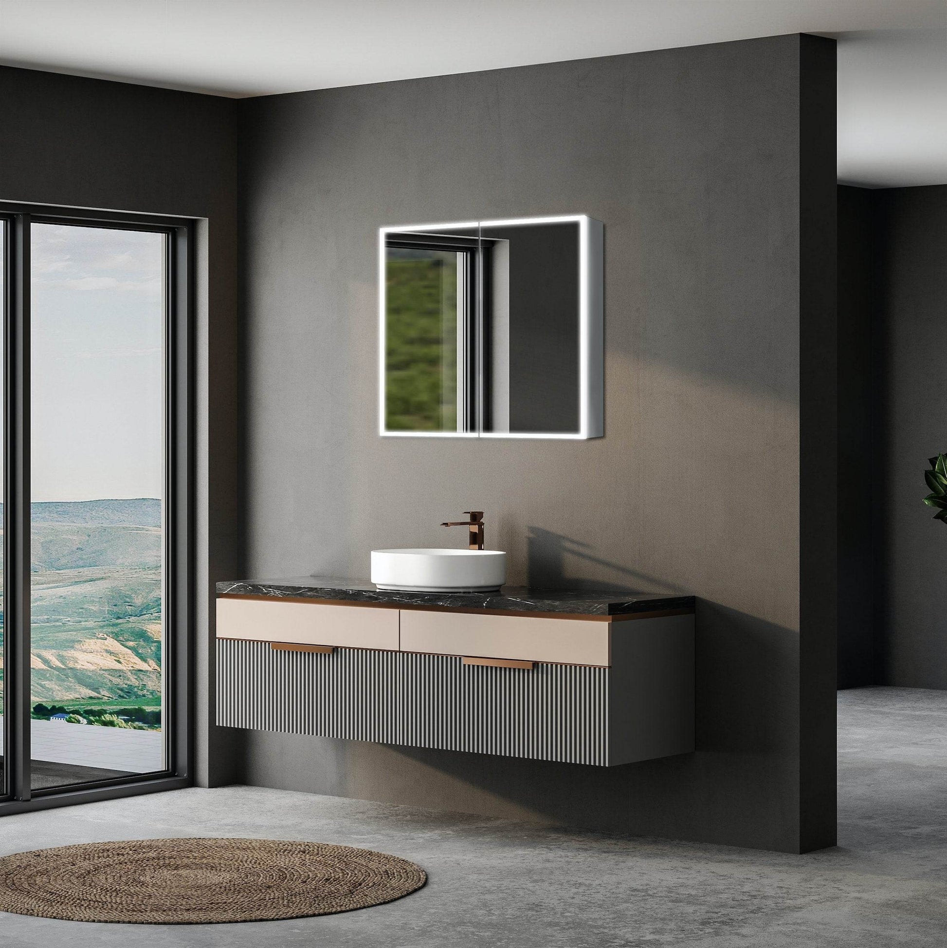 Dani 28"W X 28"H LED Medicine Cabinet with Mirrored Doors - Dreamwerks