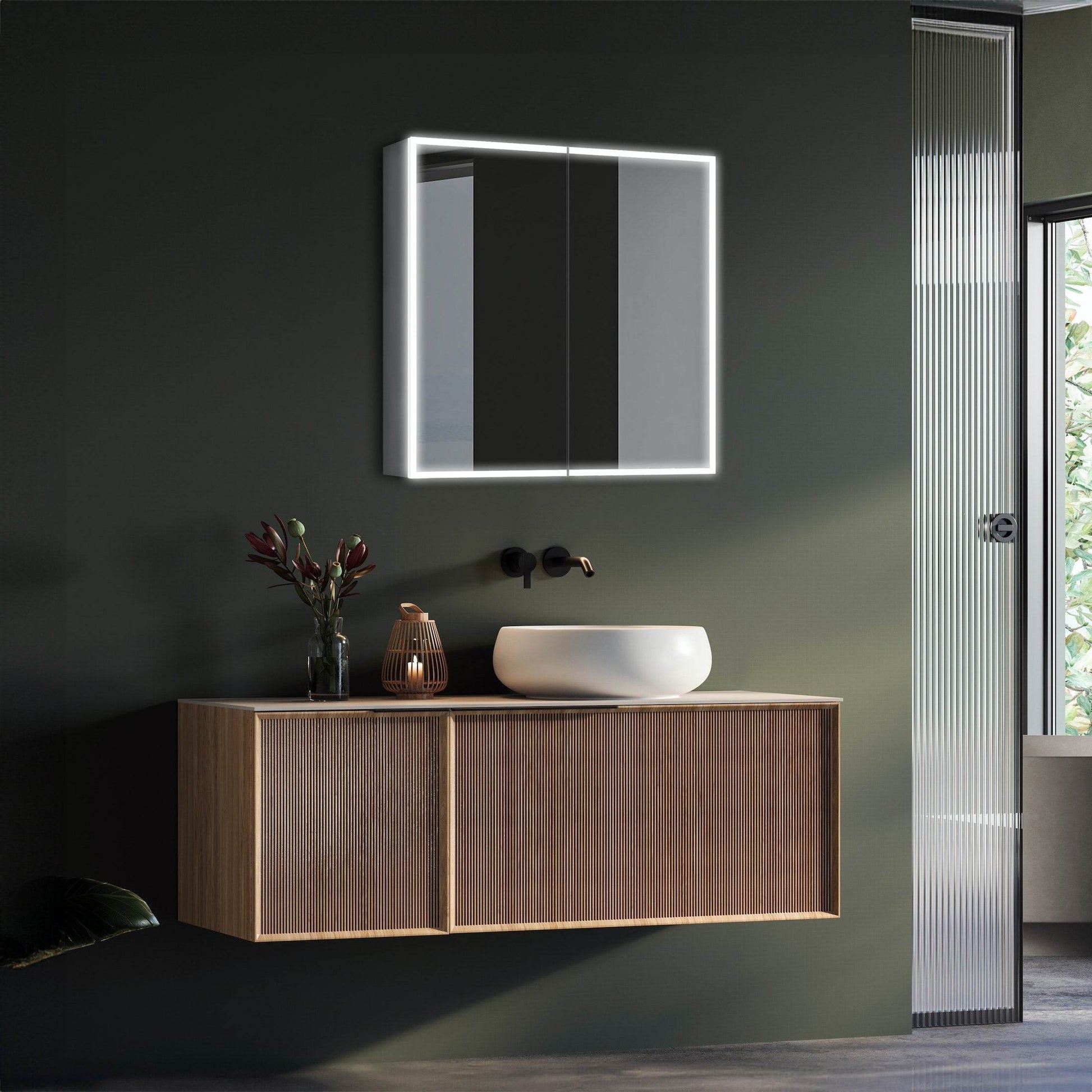 Dani 28"W X 28"H LED Medicine Cabinet with Mirrored Doors - Dreamwerks