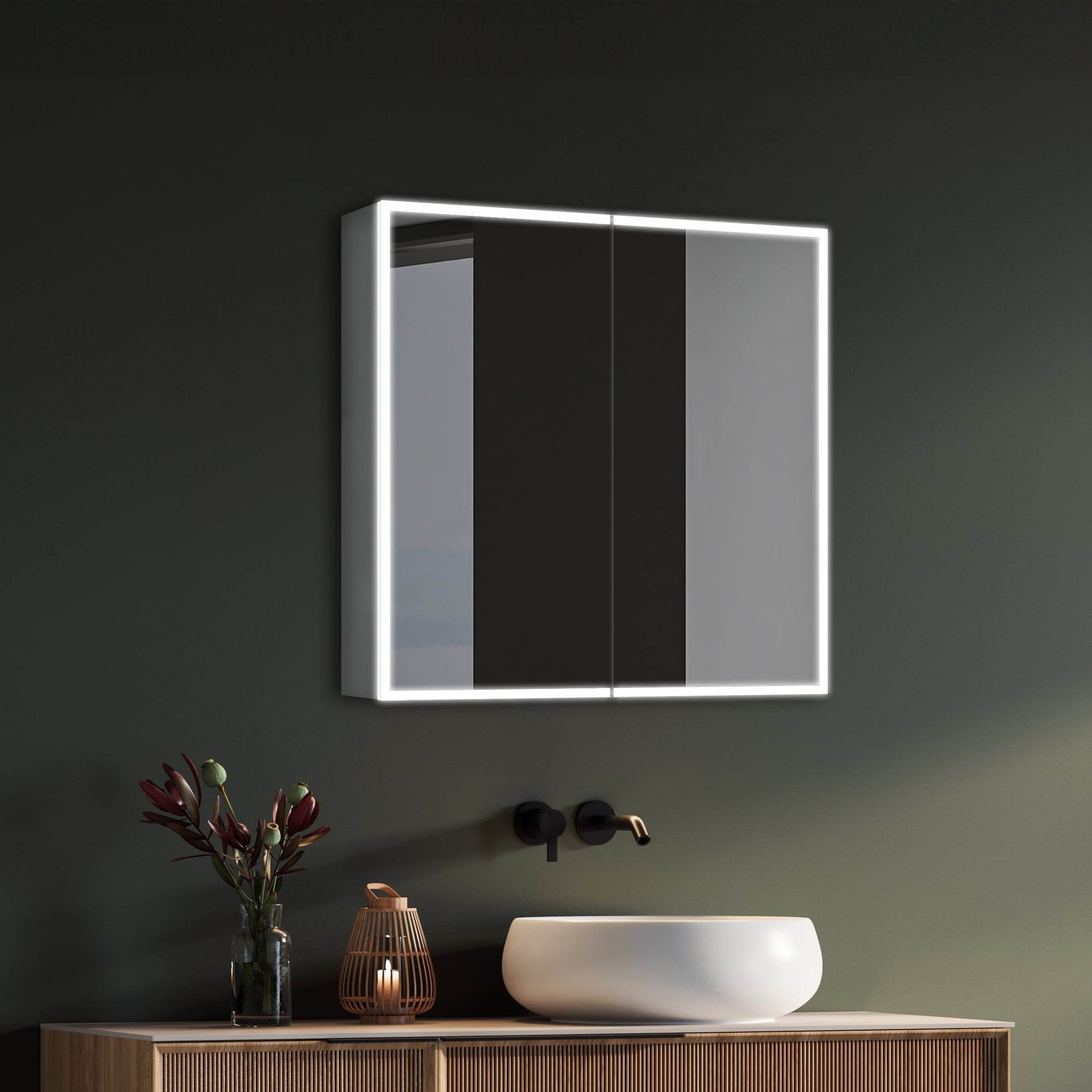 Dani 28"W X 28"H LED Medicine Cabinet with Mirrored Doors - Dreamwerks