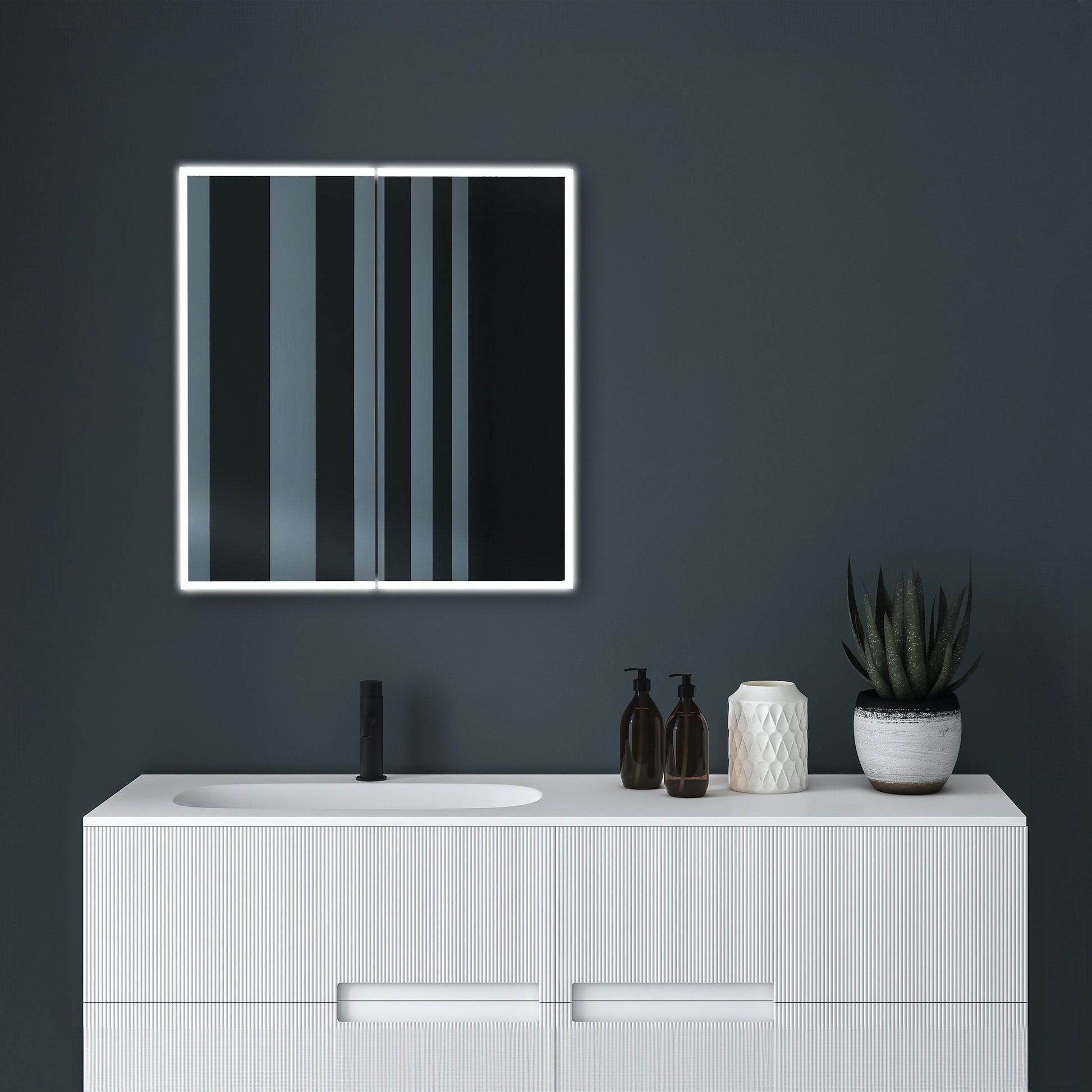 Dani 28"W X 28"H LED Medicine Cabinet with Mirrored Doors - Dreamwerks