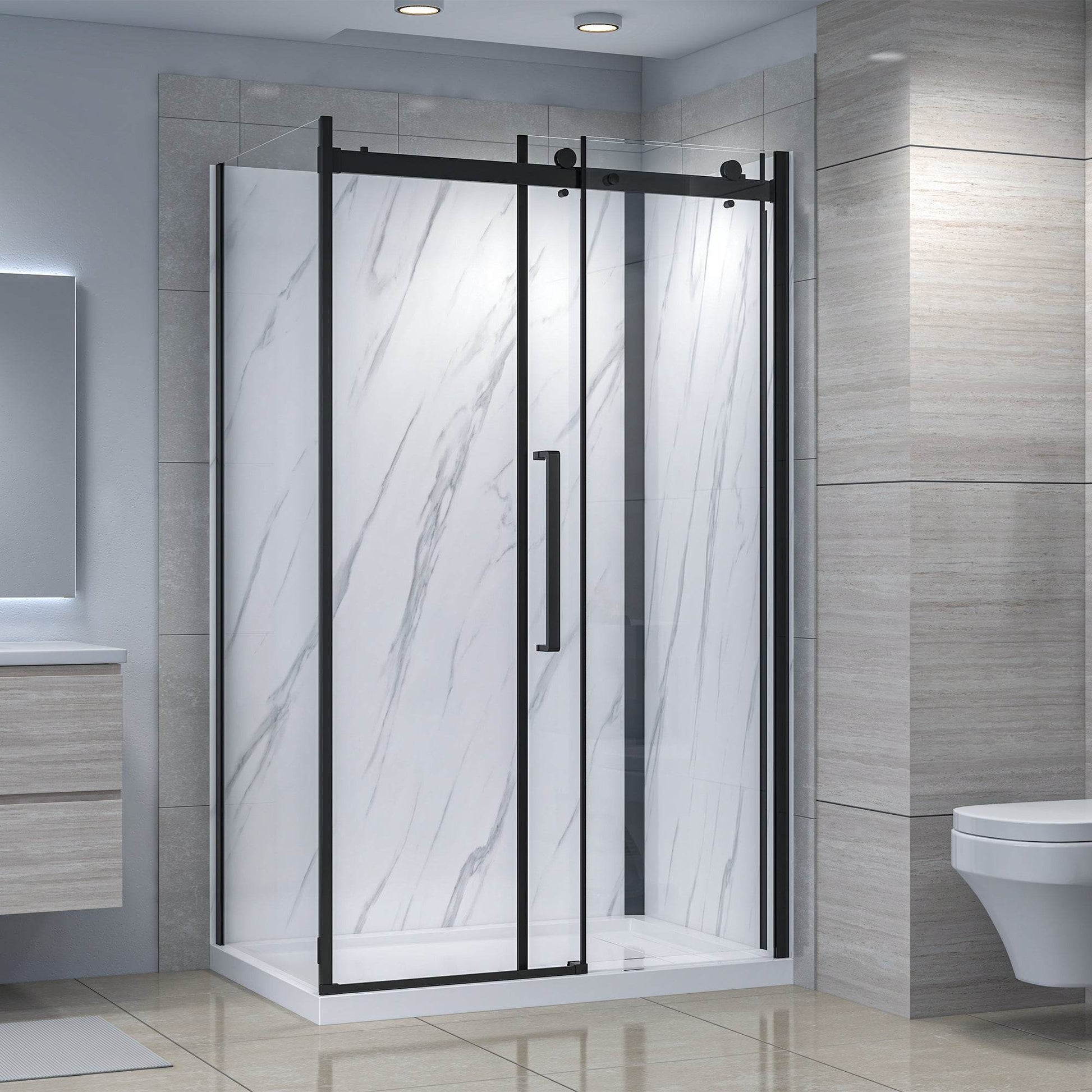 Bristol 48 in. W x 32 in. D x 79.2 in. H Rectangular Shower Kit in Black / Chrome / Brushed Nickel - Dreamwerks