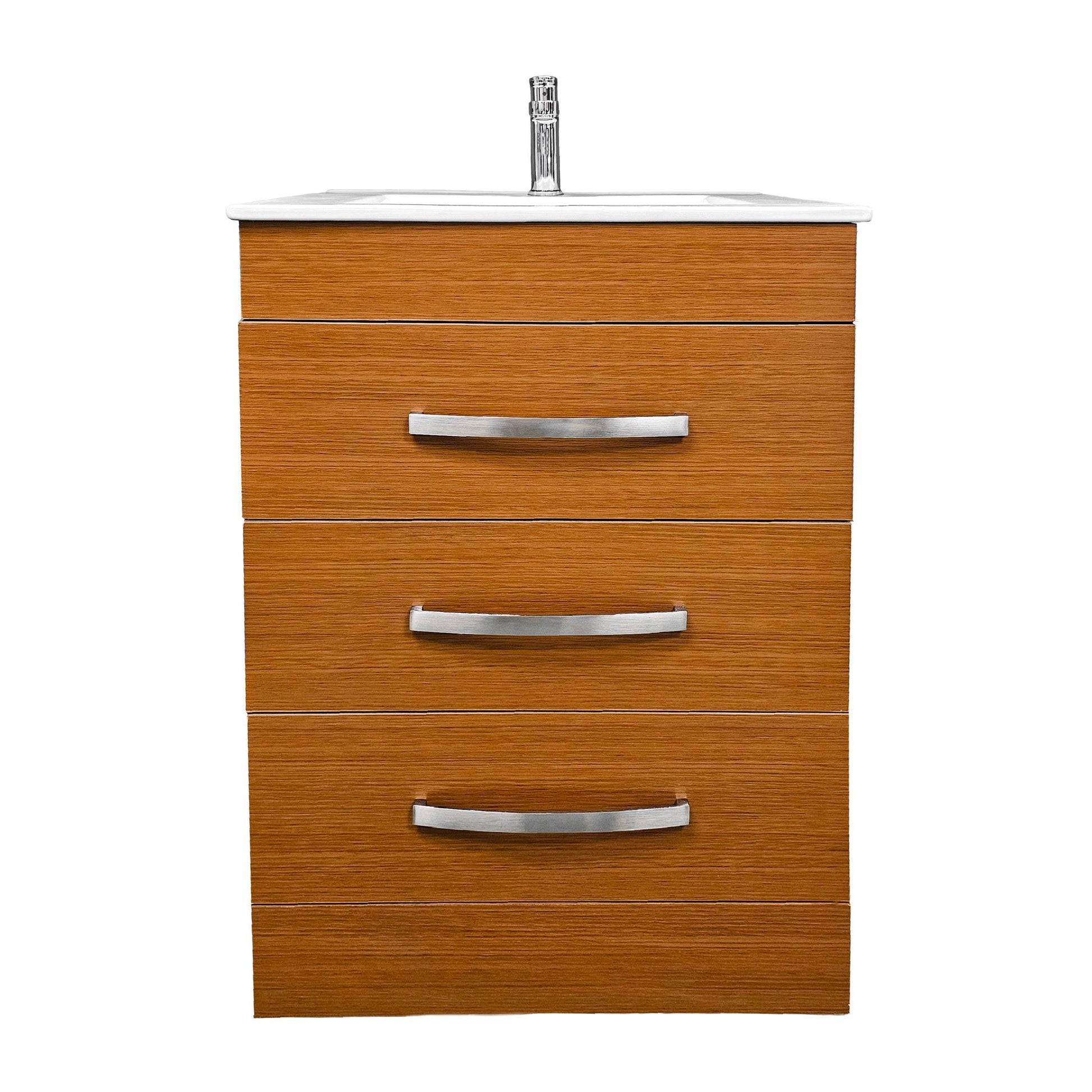 Geneva 24" W x 18" D x 33" H Vanity In Light Walnut With Ceramic Top - Dreamwerks