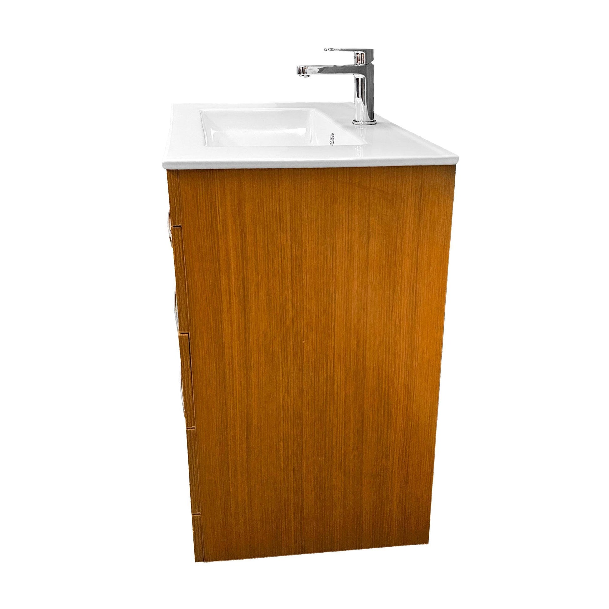 Geneva 24" W x 18" D x 33" H Vanity In Light Walnut With Ceramic Top - Dreamwerks