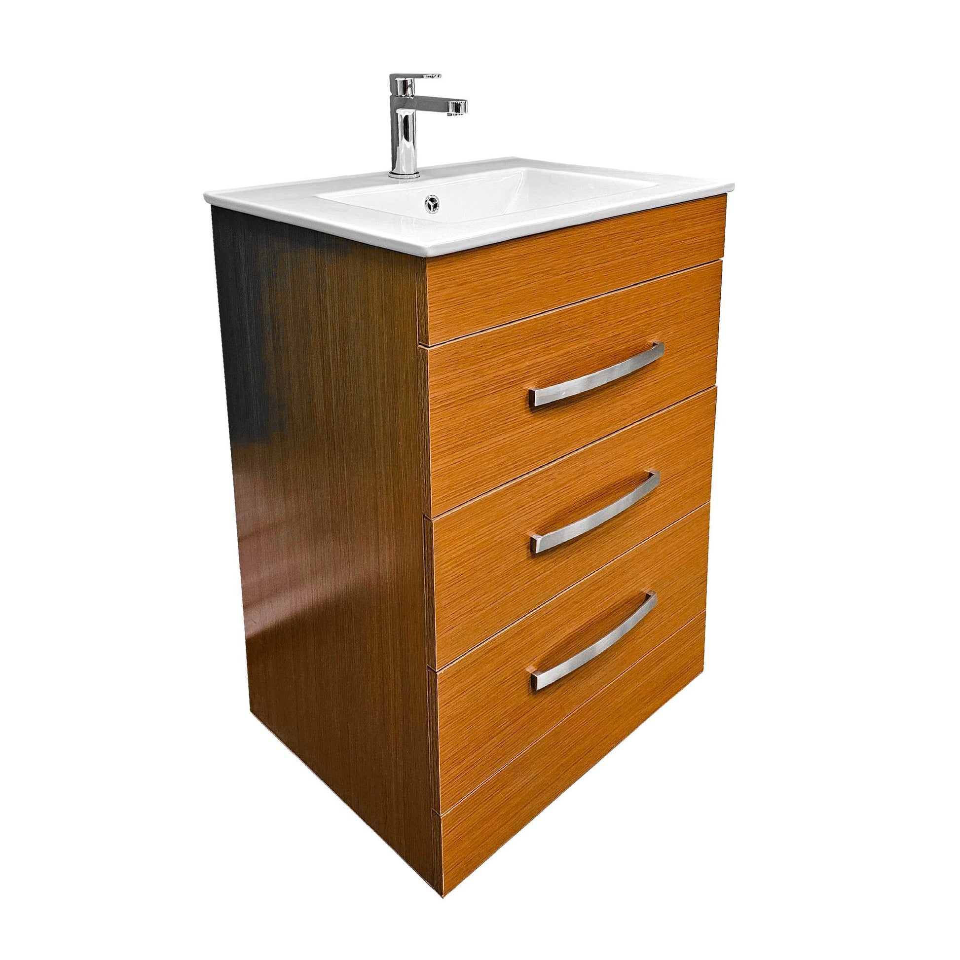 Geneva 24" W x 18" D x 33" H Vanity In Light Walnut With Ceramic Top - Dreamwerks
