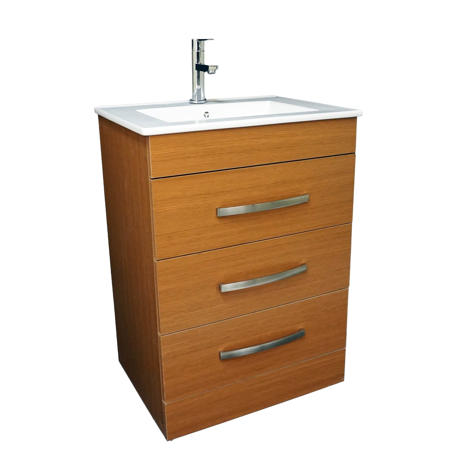 Geneva 24" W x 18" D x 33" H Vanity In Light Walnut With Ceramic Top - Dreamwerks
