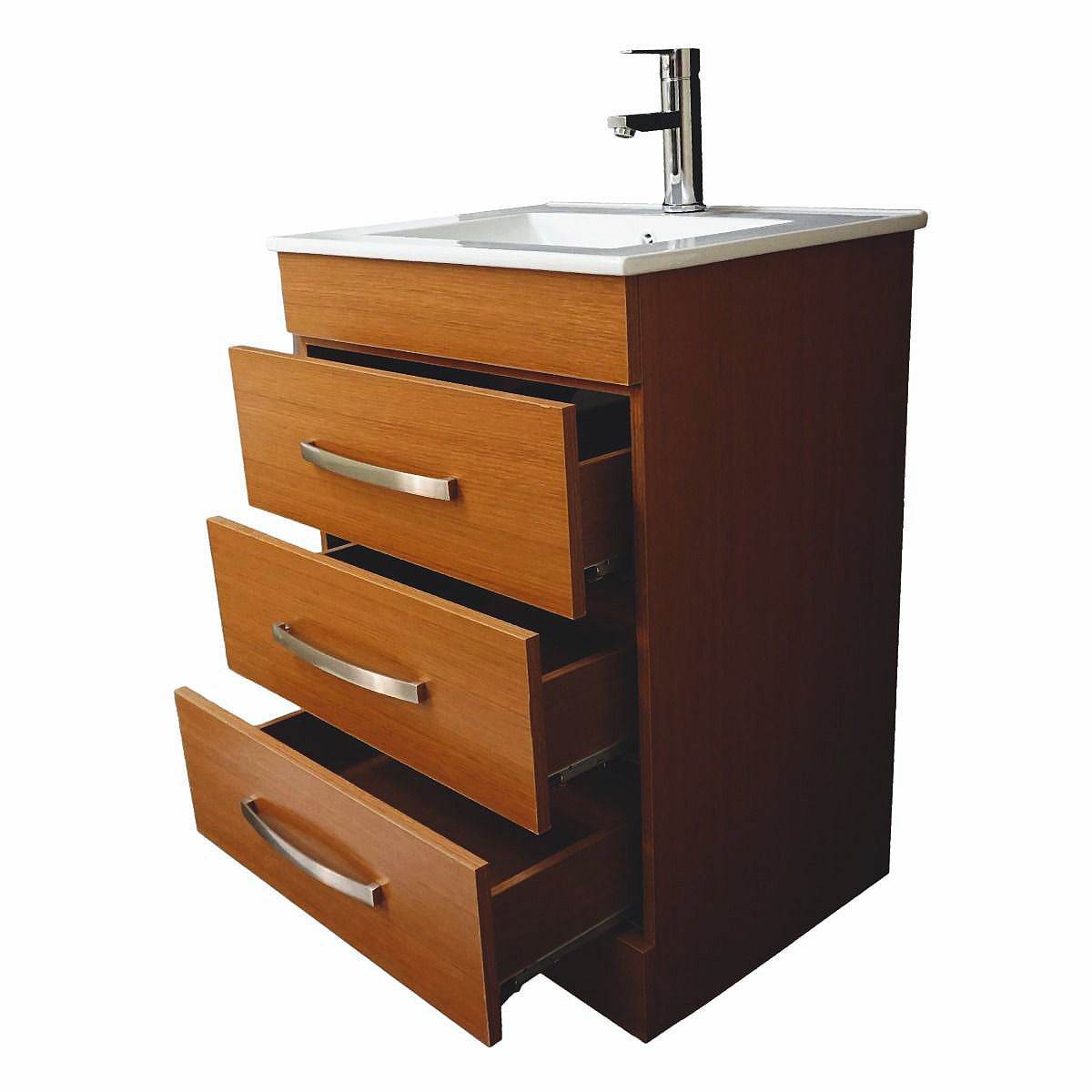Geneva 24" W x 18" D x 33" H Vanity In Light Walnut With Ceramic Top - Dreamwerks
