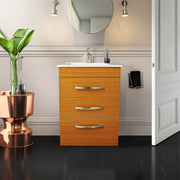 Geneva 24" W x 18" D x 33" H Vanity In Light Walnut With Ceramic Top - Dreamwerks