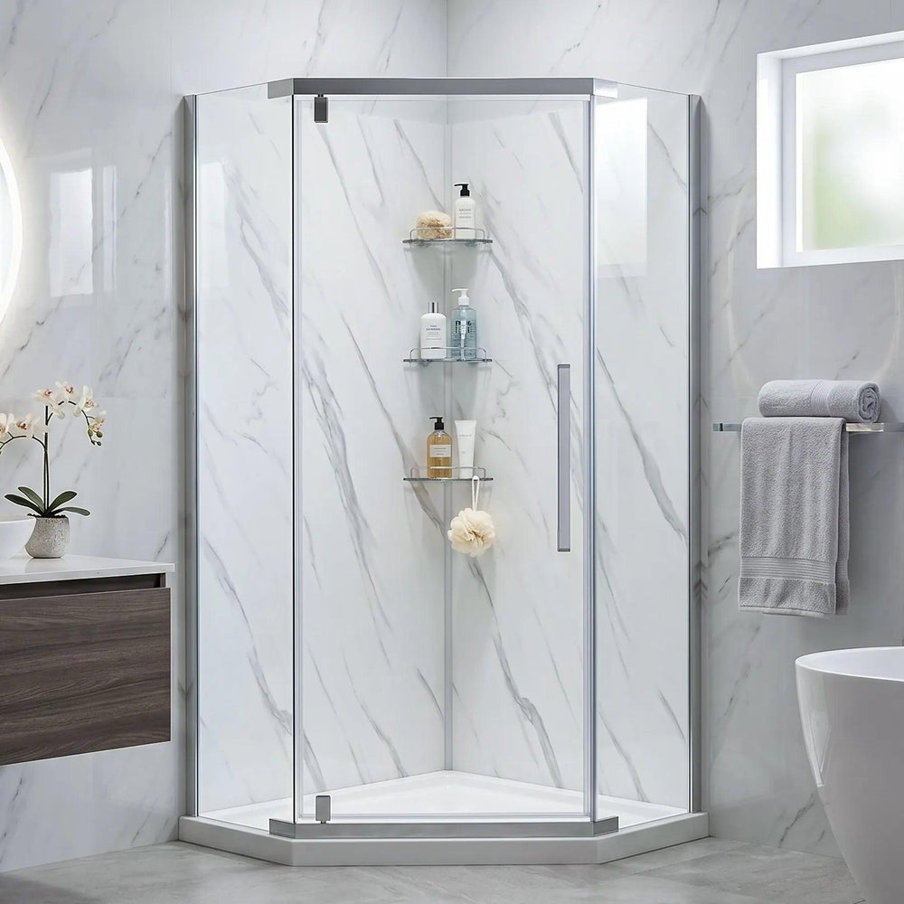 Dreamwerks - Shower Kit - Capri 36 in. W x 36 in. D x 78.5 in. H Neo Angle Brushed Nickel Shower Kit- DK1136BB-BN