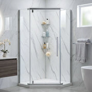 Capri 36 in. W x 36 in. D x 78.5 in. H Neo Angle Brushed Nickel Shower Kit - Dreamwerks
