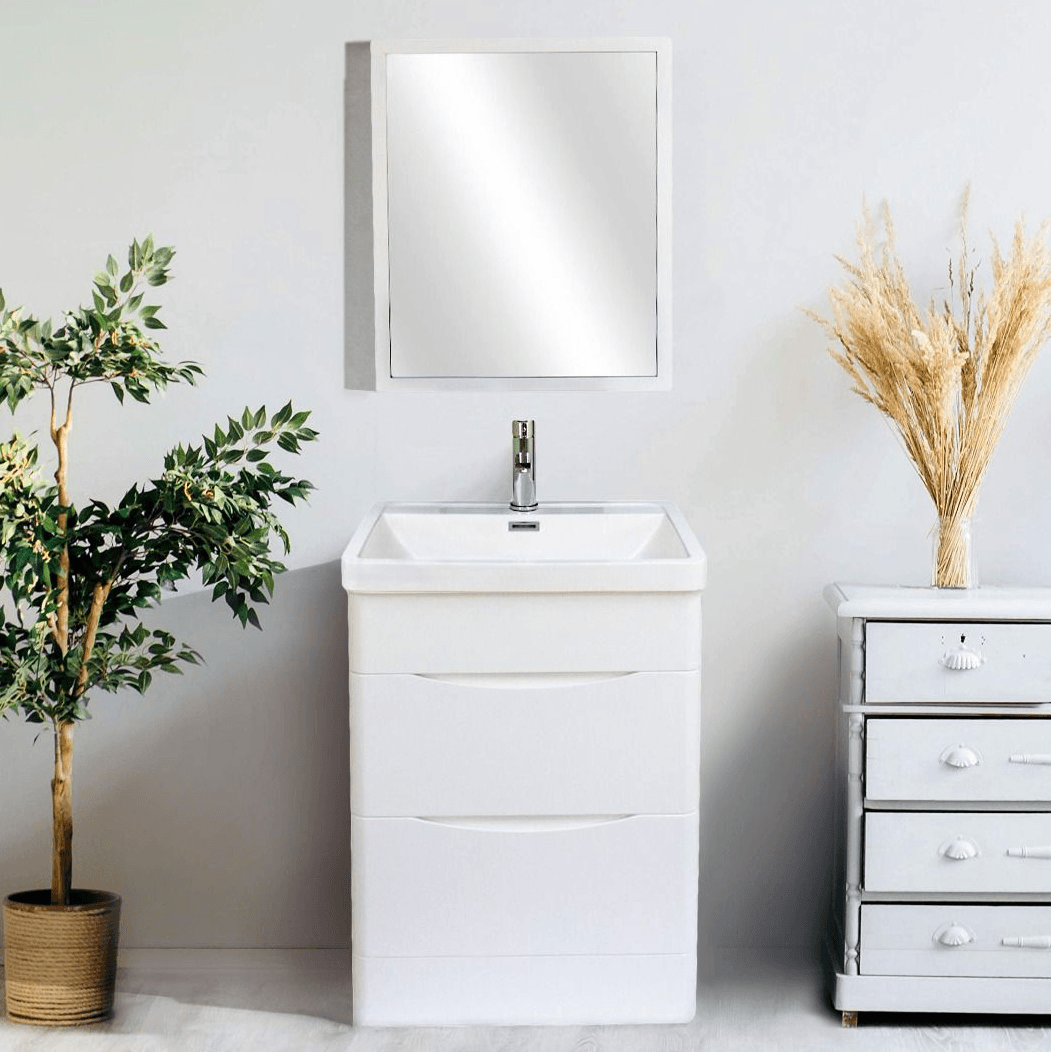 Stockholm 24" W x 18" D x 33" H Bathroom Vanity in White with Ceramic Vanity Top - Dreamwerks