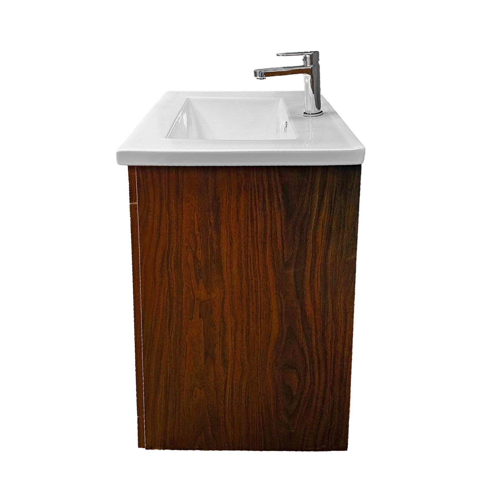 Oslo 24" W x 18" D x 33" H Vanity in Deep Peach Wood Finish with Ceramic Vanity Top - Dreamwerks