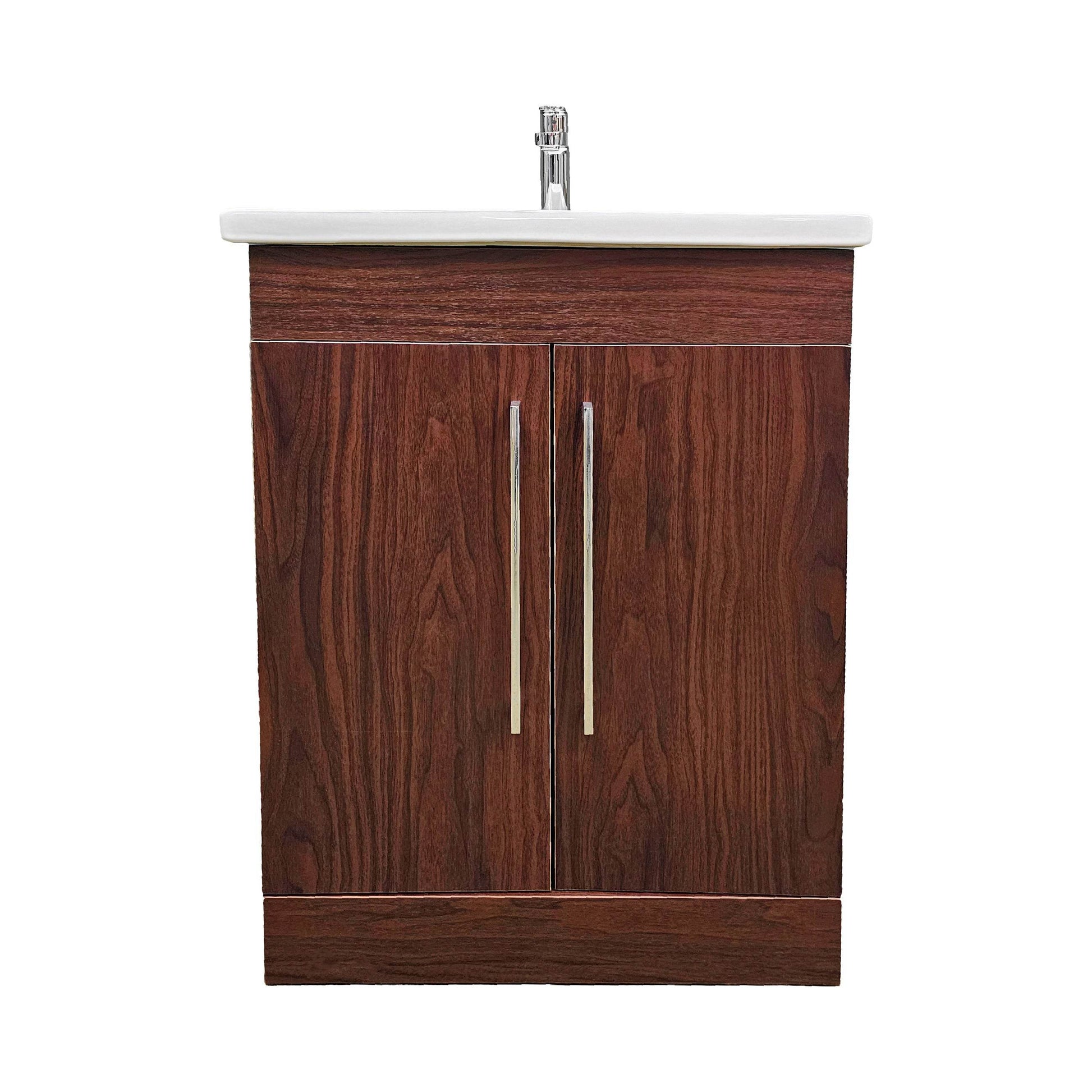 Oslo 24" W x 18" D x 33" H Vanity in Deep Peach Wood Finish with Ceramic Vanity Top - Dreamwerks