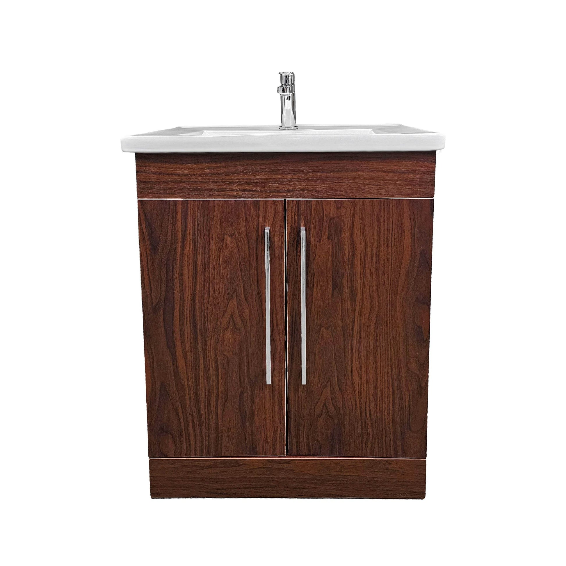 Oslo 24" W x 18" D x 33" H Vanity in Deep Peach Wood Finish with Ceramic Vanity Top - Dreamwerks