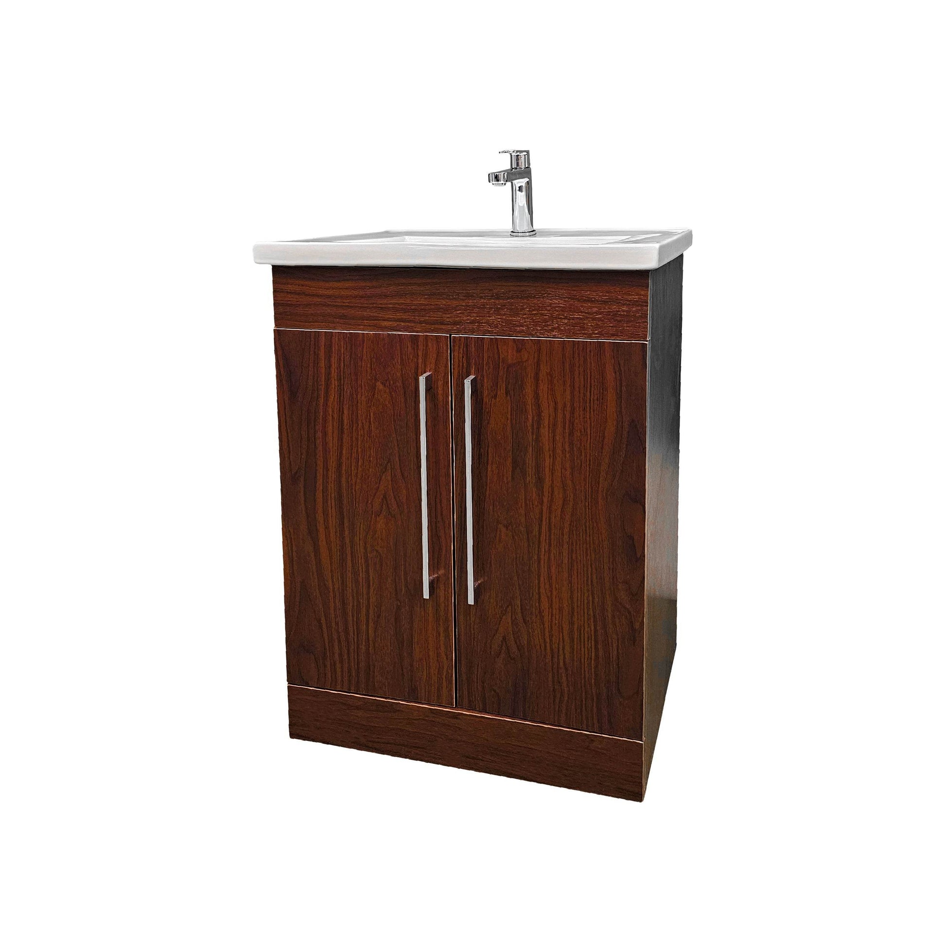 Oslo 24" W x 18" D x 33" H Vanity in Deep Peach Wood Finish with Ceramic Vanity Top - Dreamwerks