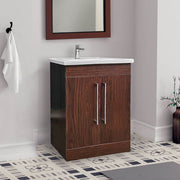 Oslo 24" W x 18" D x 33" H Vanity in Deep Peach Wood Finish with Ceramic Vanity Top - Dreamwerks