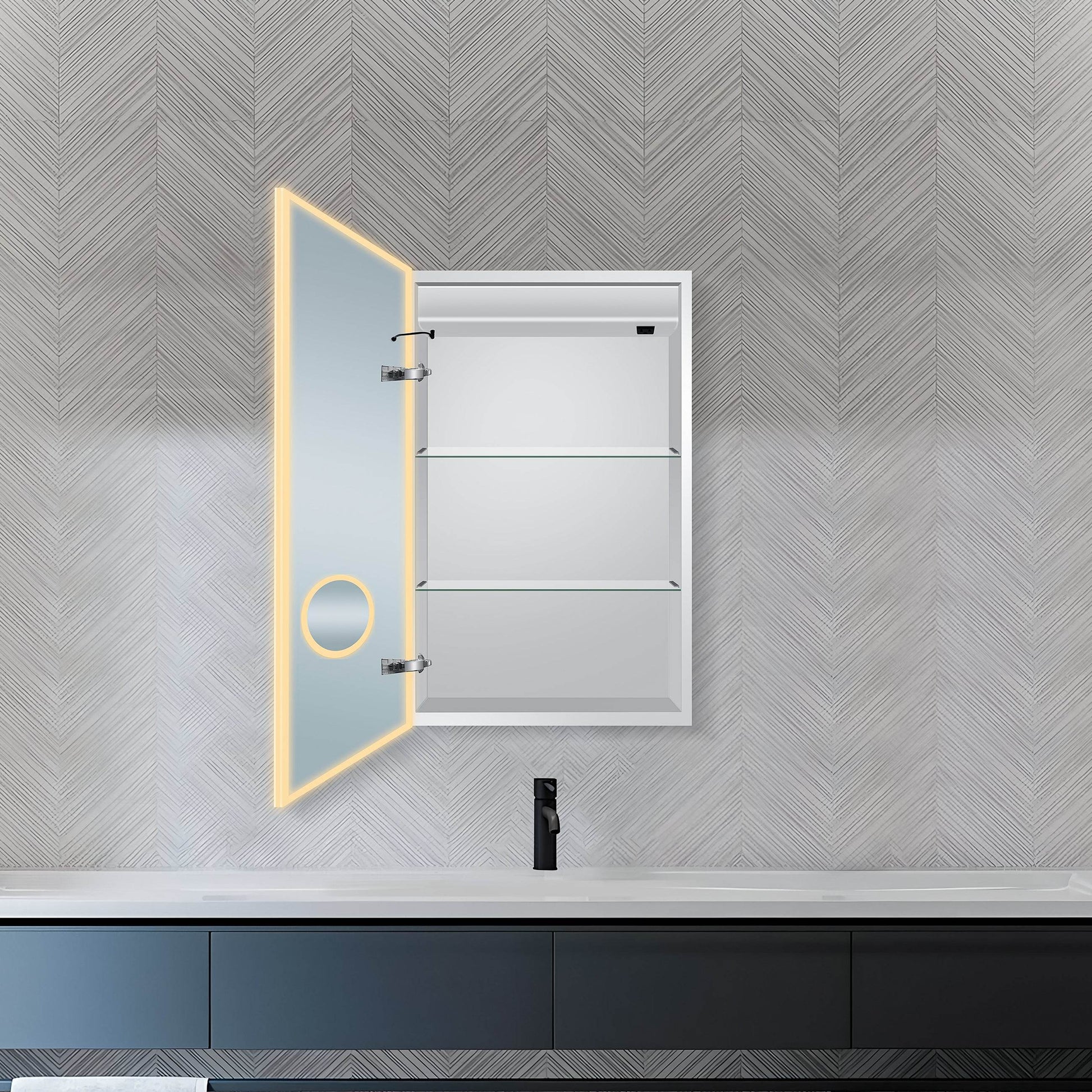 Dhalia LED Bathroom Medicine Cabinet with Defogger and Internal 3X Makeup Mirror - Available in 6 Sizes - Dreamwerks