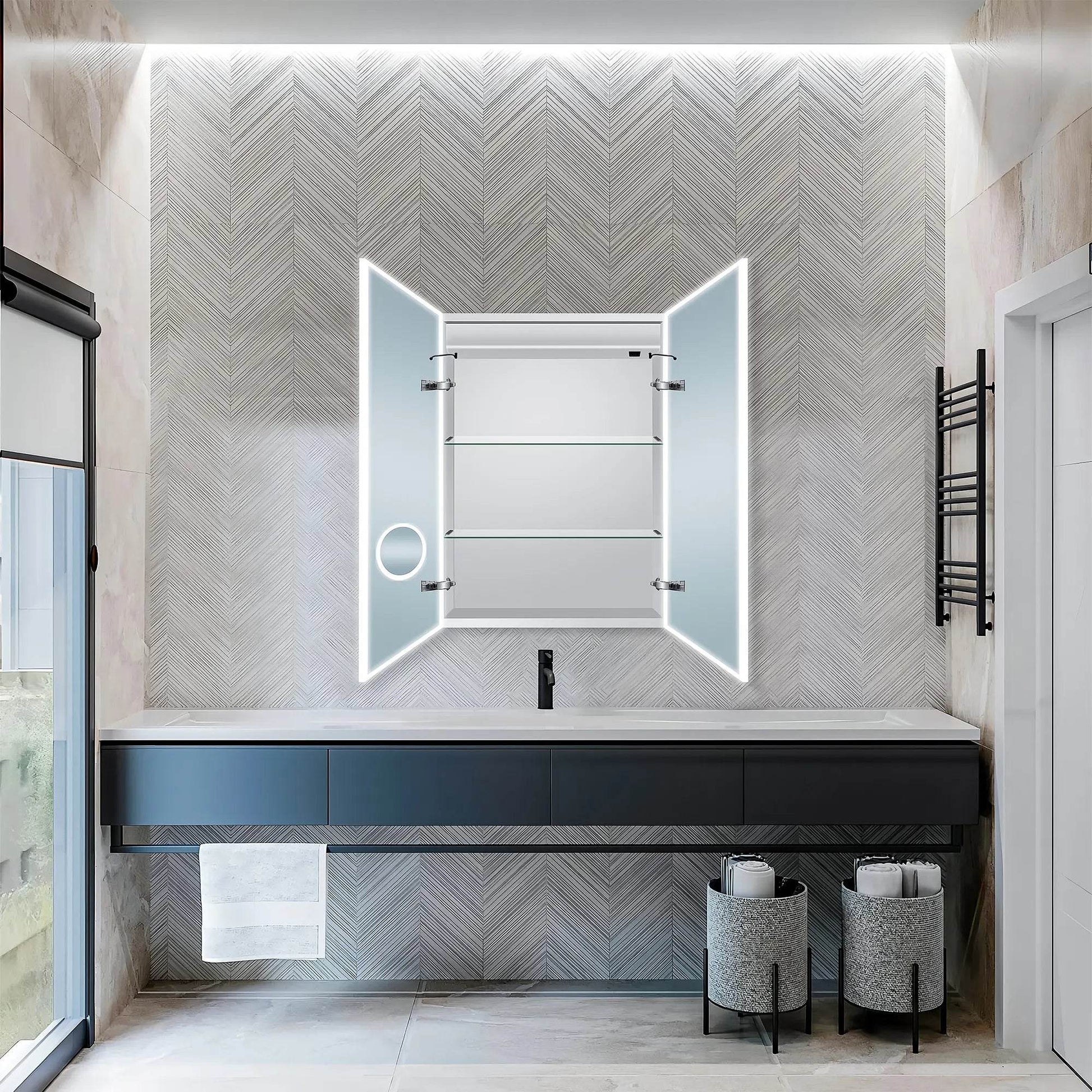 Dhalia LED Bathroom Medicine Cabinet with Defogger and Internal 3X Makeup Mirror - Available in 6 Sizes - Dreamwerks