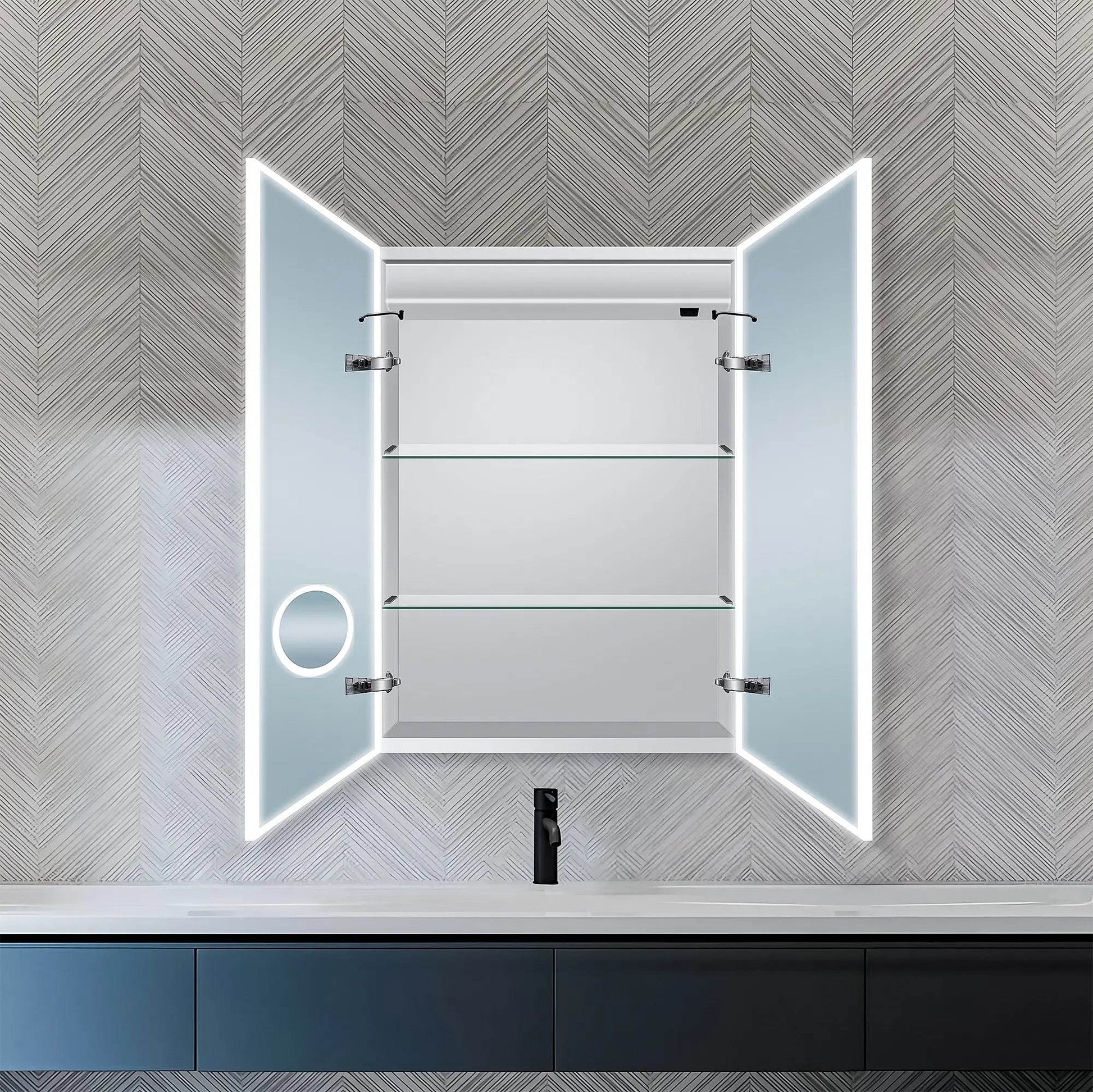 Dhalia LED Bathroom Medicine Cabinet with Defogger and Internal 3X Makeup Mirror - Available in 6 Sizes - Dreamwerks