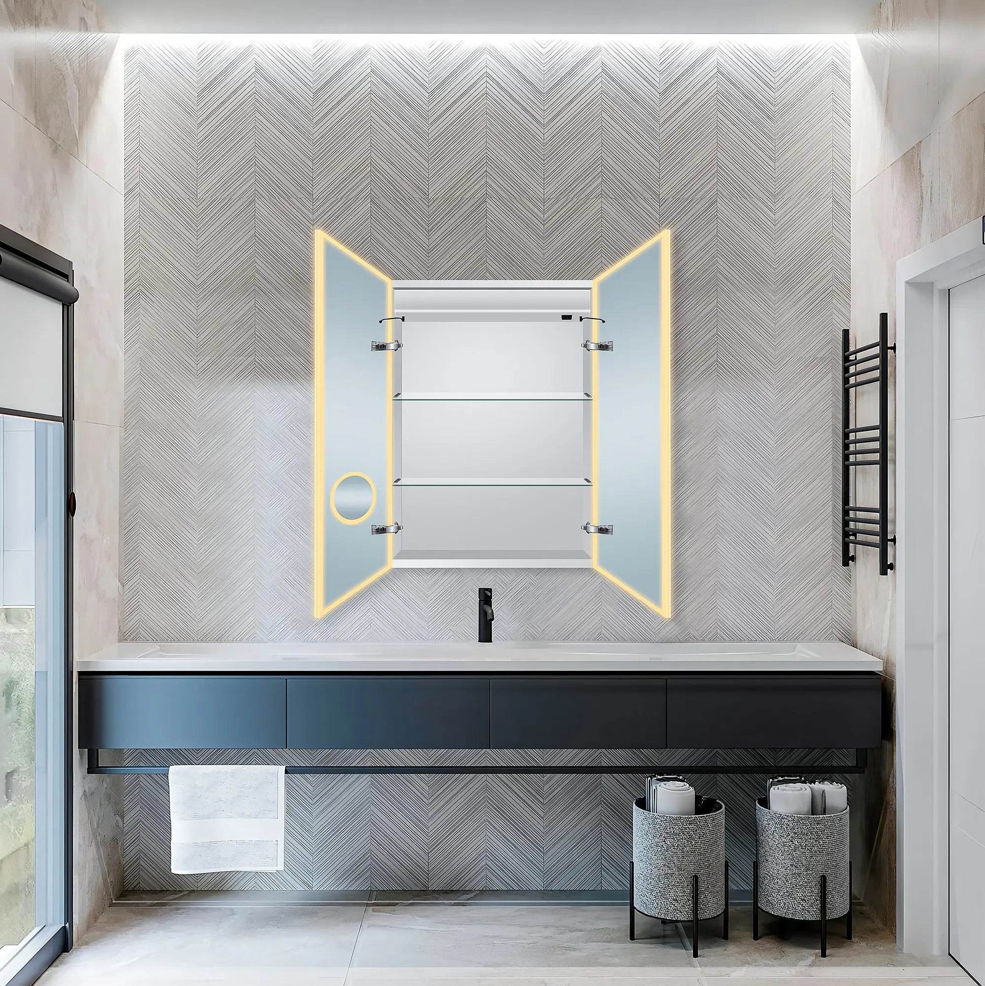 Dhalia LED Bathroom Medicine Cabinet with Defogger and Internal 3X Makeup Mirror - Available in 6 Sizes - Dreamwerks