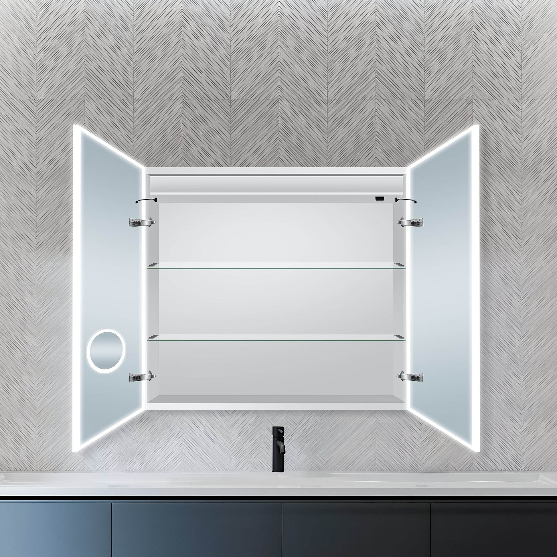 Dhalia LED Bathroom Medicine Cabinet with Defogger and Internal 3X Makeup Mirror - Available in 6 Sizes - Dreamwerks