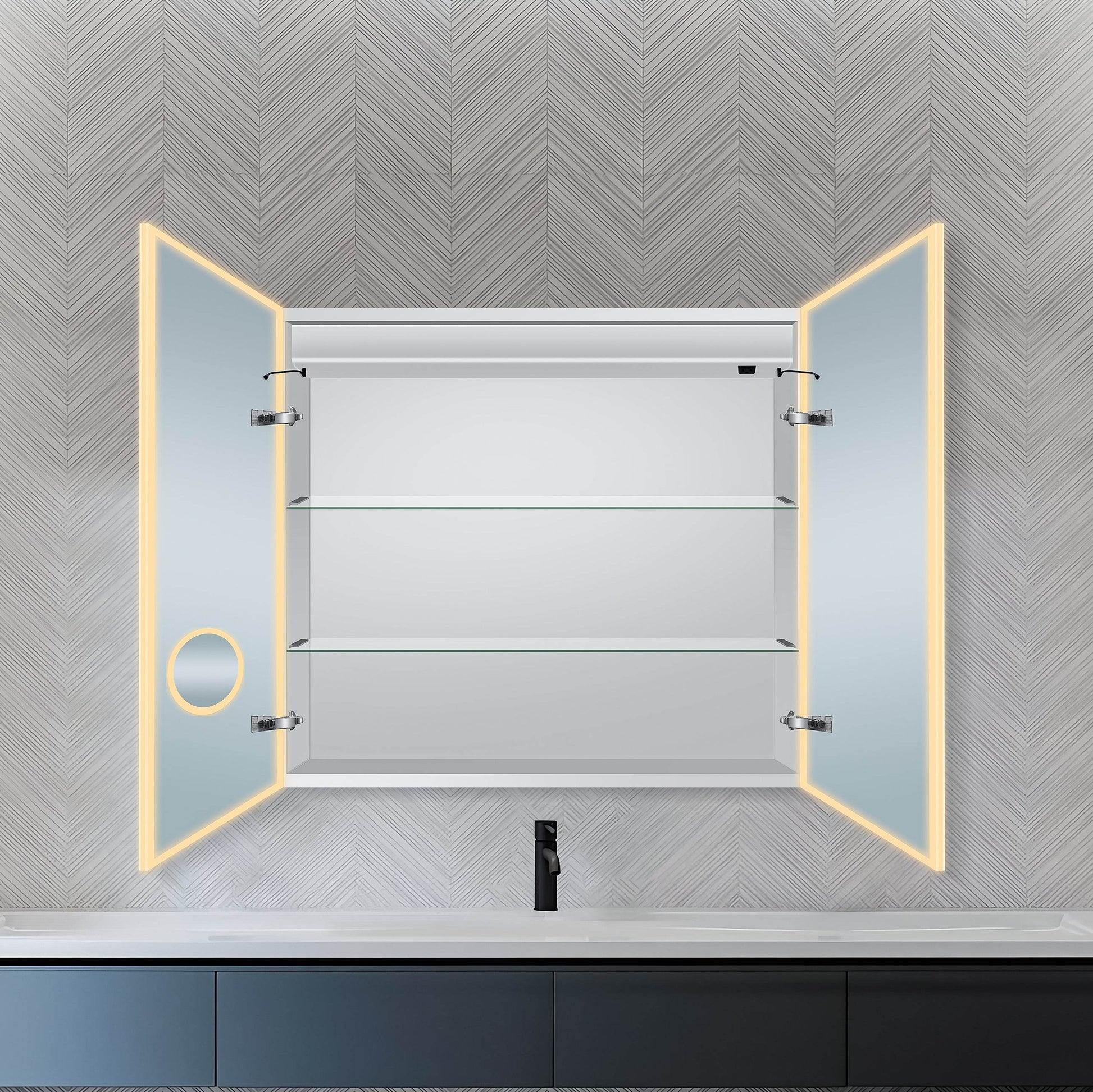 Dhalia LED Bathroom Medicine Cabinet with Defogger and Internal 3X Makeup Mirror - Available in 6 Sizes - Dreamwerks