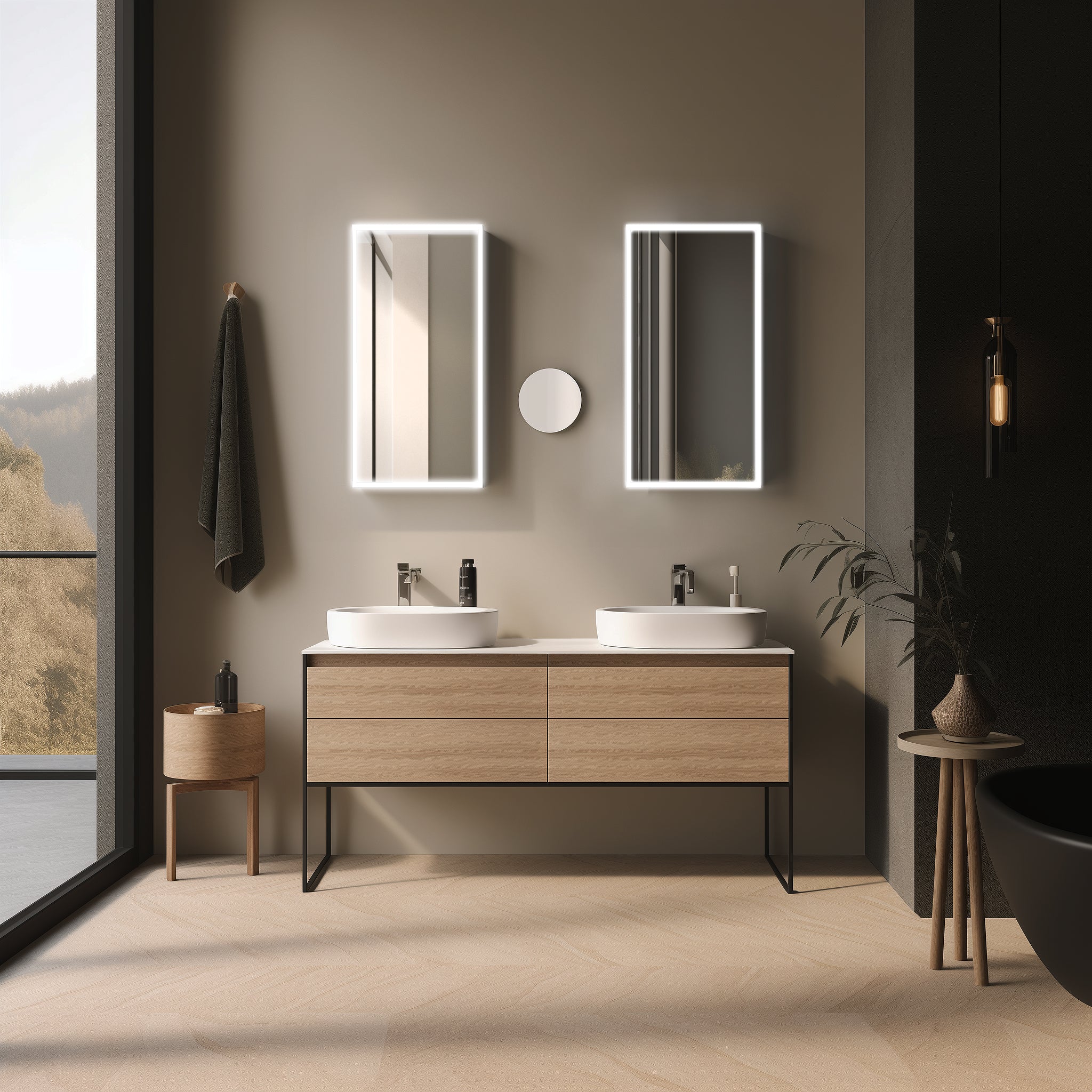 Dhalia LED Bathroom Medicine Cabinet with Defogger and Internal 3X Makeup Mirror - Available in 5 Sizes - Dreamwerks