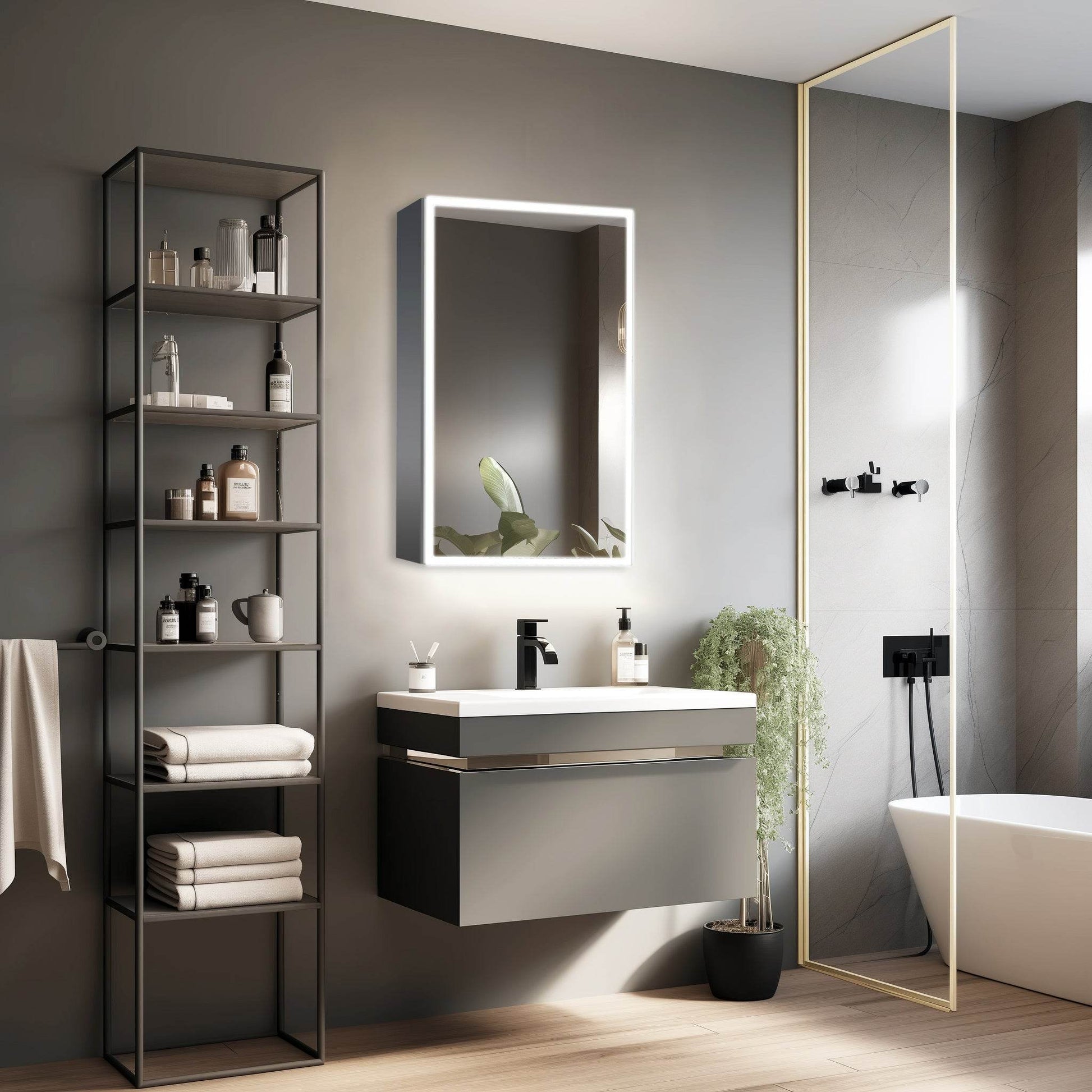 Dhalia LED Bathroom Medicine Cabinet with Defogger and Internal 3X Makeup Mirror - Available in 6 Sizes - Dreamwerks