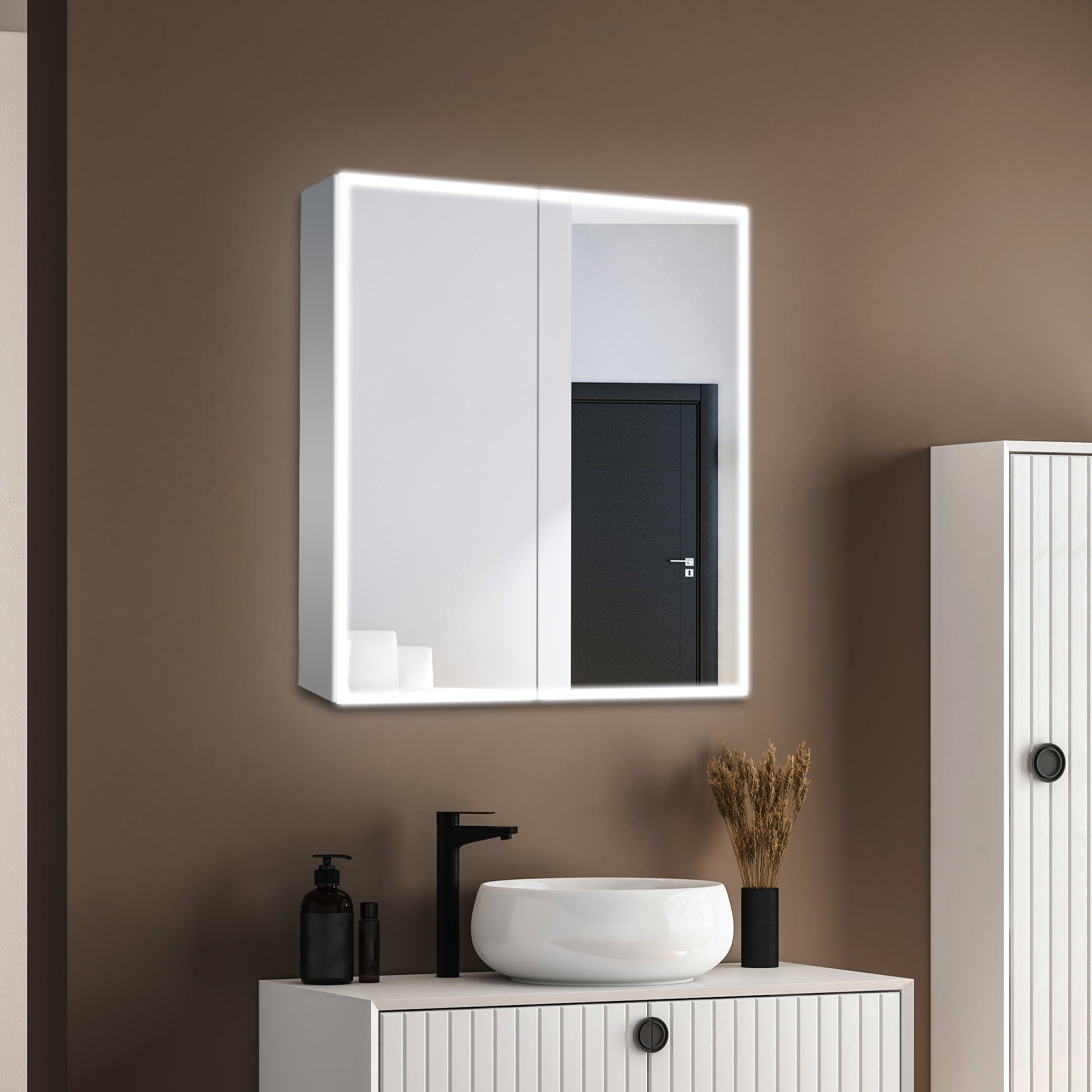 Dhalia LED Bathroom Medicine Cabinet with Defogger and Internal 3X Makeup Mirror - Available in 5 Sizes - Dreamwerks