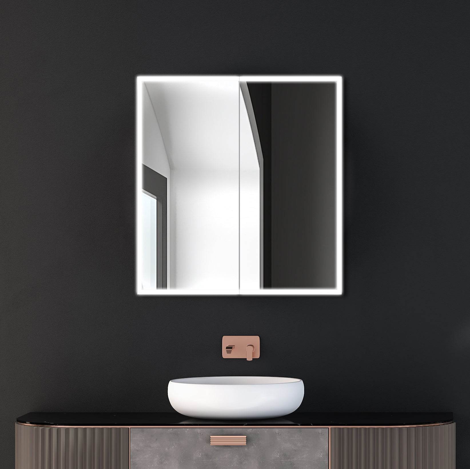 Dhalia LED Bathroom Medicine Cabinet with Defogger and Internal 3X Makeup Mirror - Available in 6 Sizes - Dreamwerks
