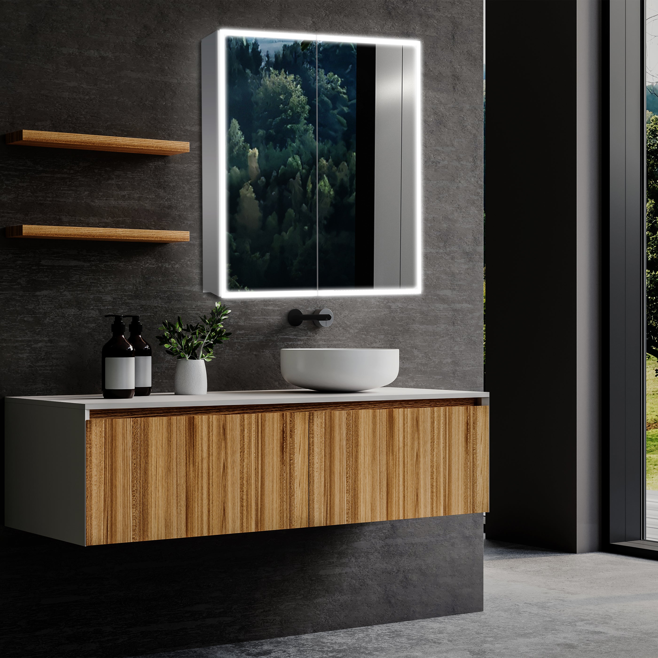 Dhalia LED Bathroom Medicine Cabinet with Defogger and Internal 3X Makeup Mirror - Available in 5 Sizes - Dreamwerks