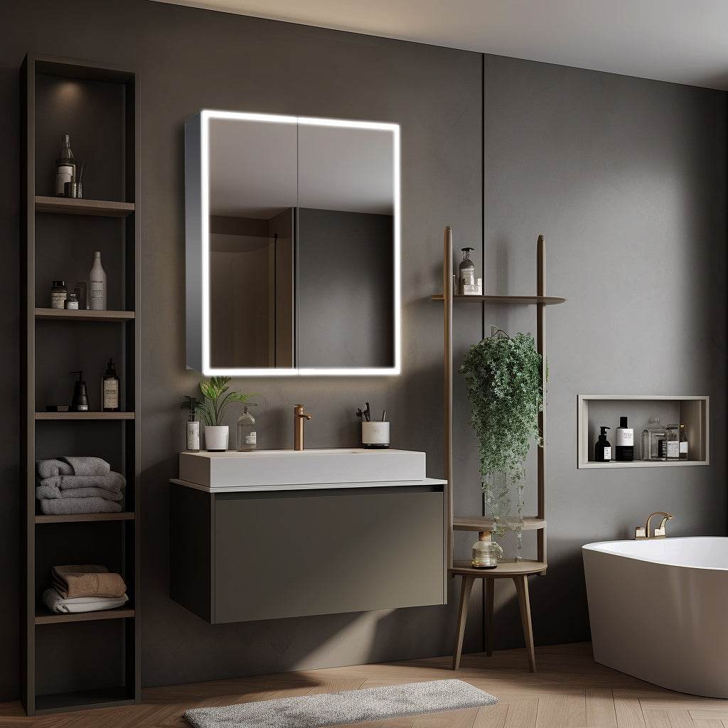 Dhalia LED Bathroom Medicine Cabinet with Defogger and Internal 3X Makeup Mirror - Available in 6 Sizes - Dreamwerks