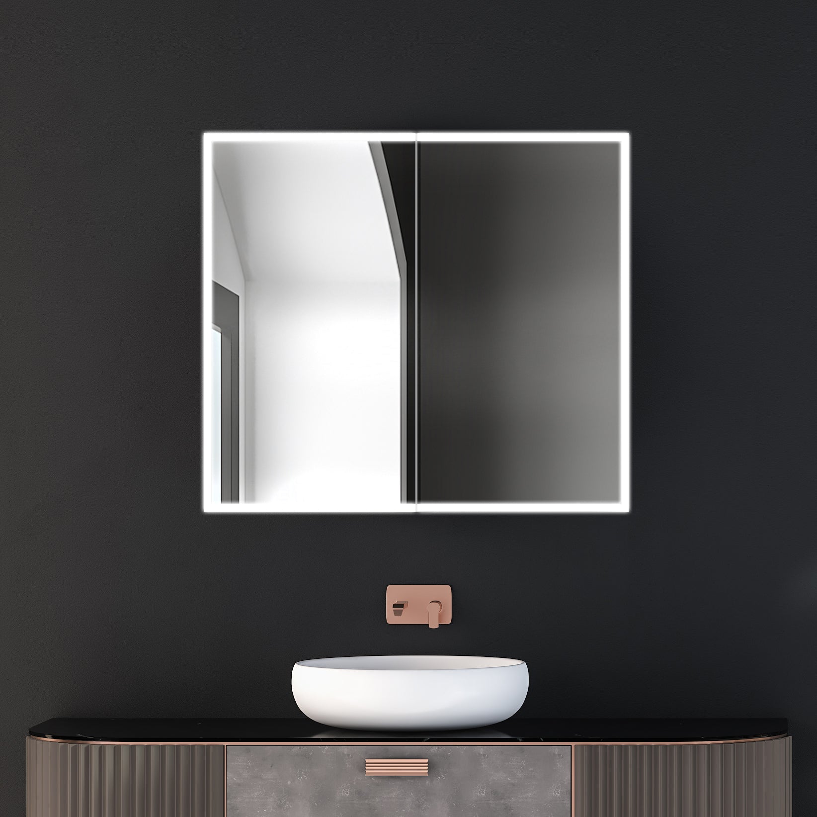 Dhalia LED Bathroom Medicine Cabinet with Defogger and Internal 3X Makeup Mirror - Available in 5 Sizes - Dreamwerks