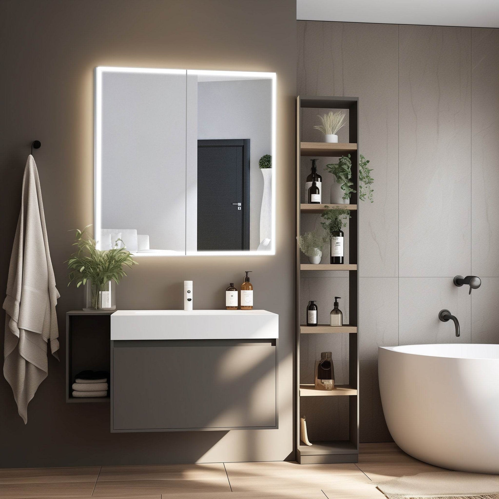 Dhalia LED Bathroom Medicine Cabinet with Defogger and Internal 3X Makeup Mirror - Available in 6 Sizes - Dreamwerks