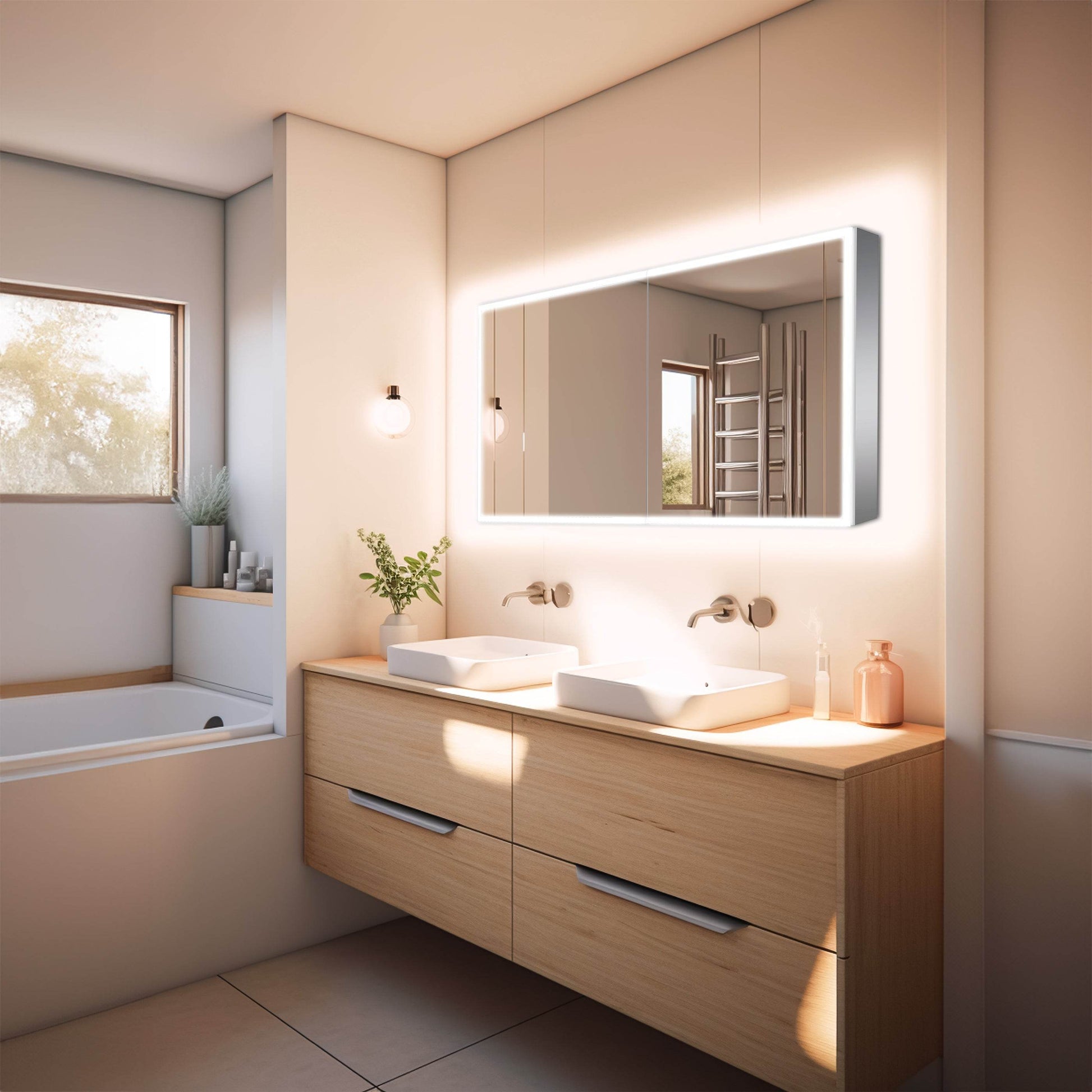 Dhalia LED Bathroom Medicine Cabinet with Defogger and Internal 3X Makeup Mirror - Available in 6 Sizes - Dreamwerks